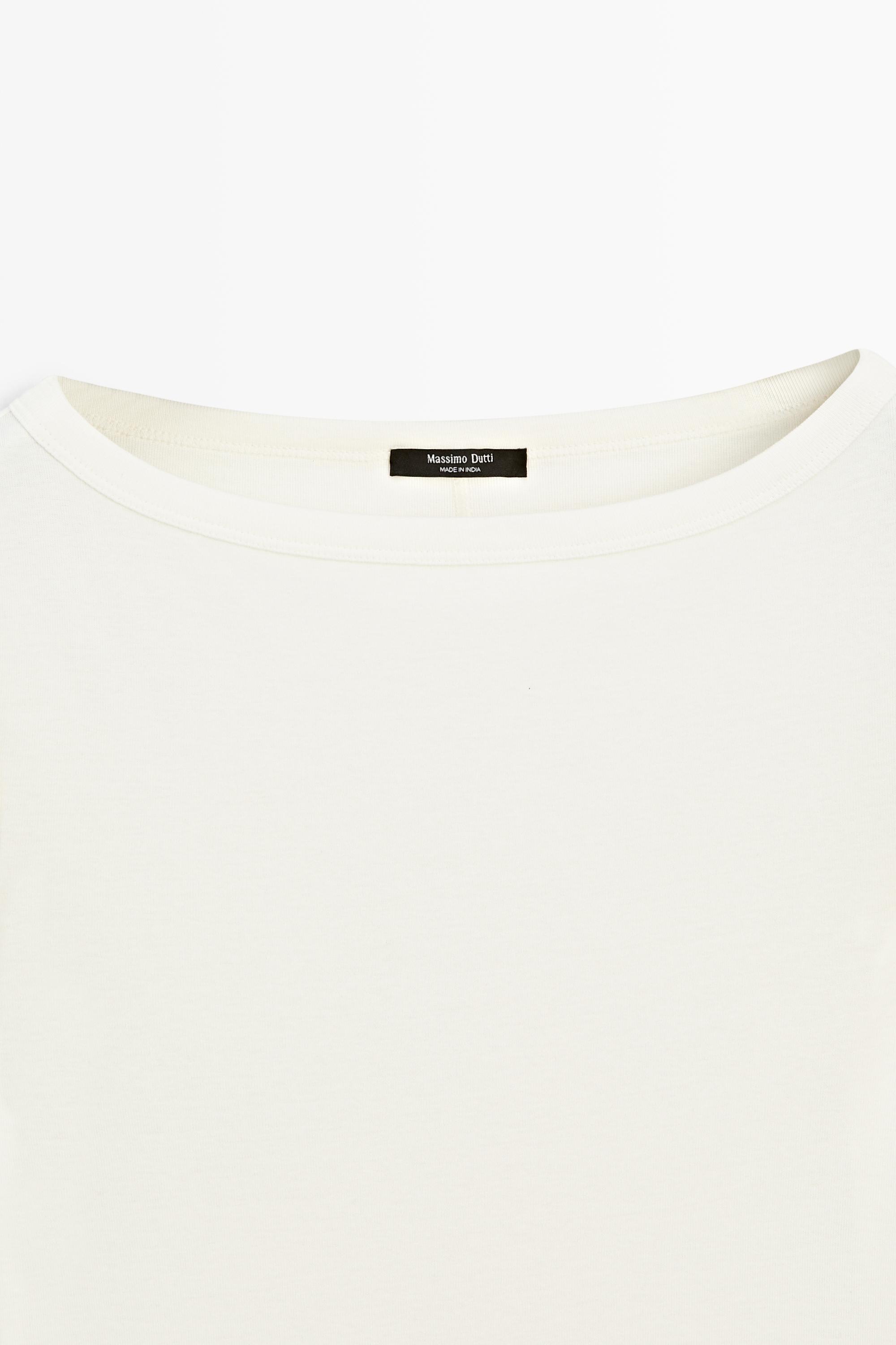 Long Sleeve Boat Neck T-shirt — CREAM
