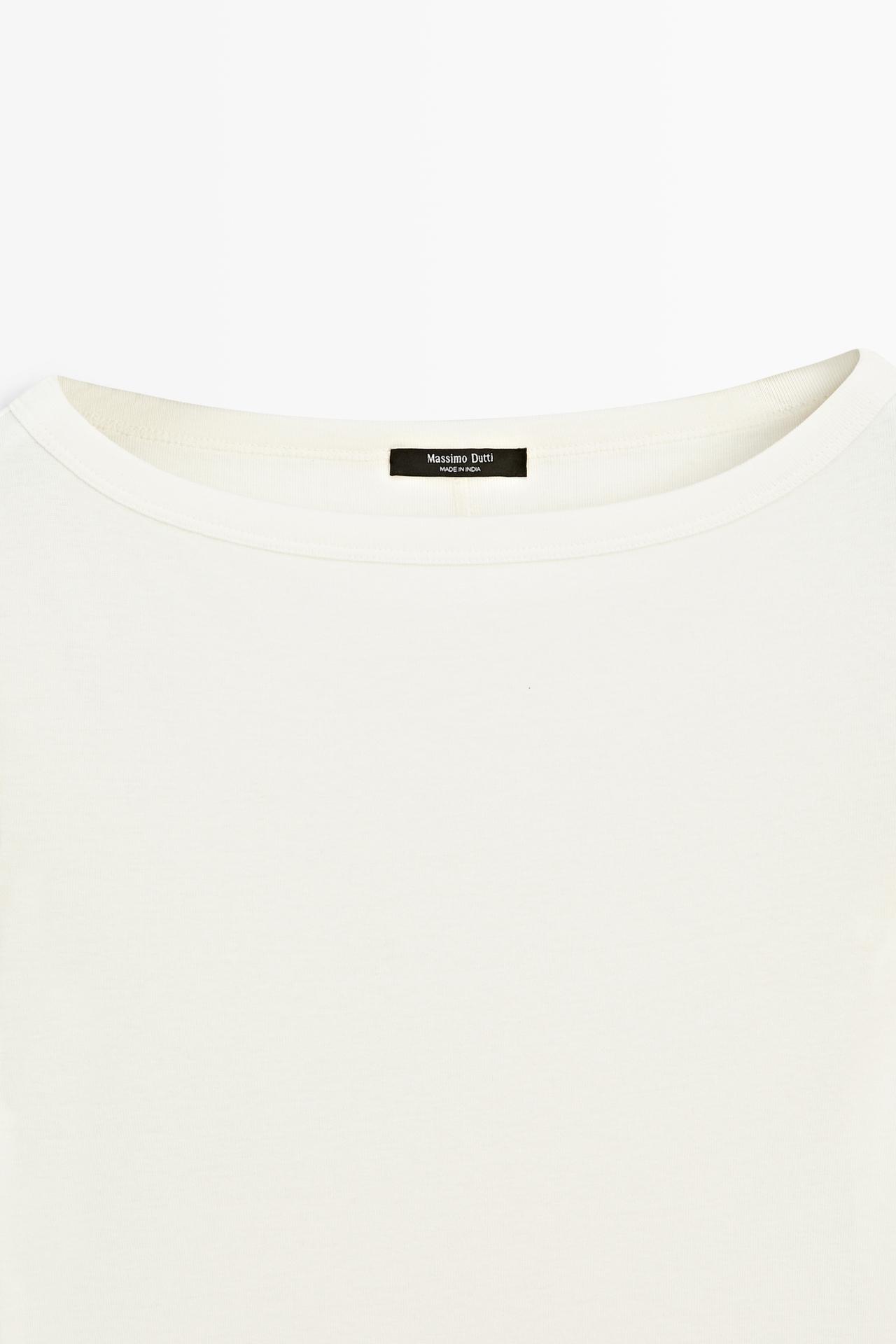 Long Sleeve Boat Neck T-shirt — CREAM