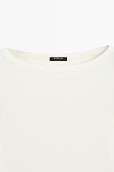 Long Sleeve Boat Neck T-shirt — CREAM 9
