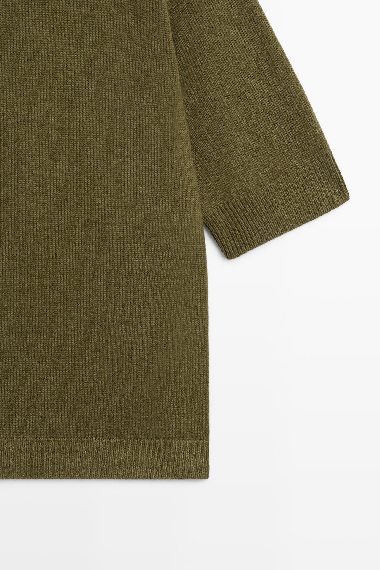 Wool knit sweater with mock turtleneck — OLIVE