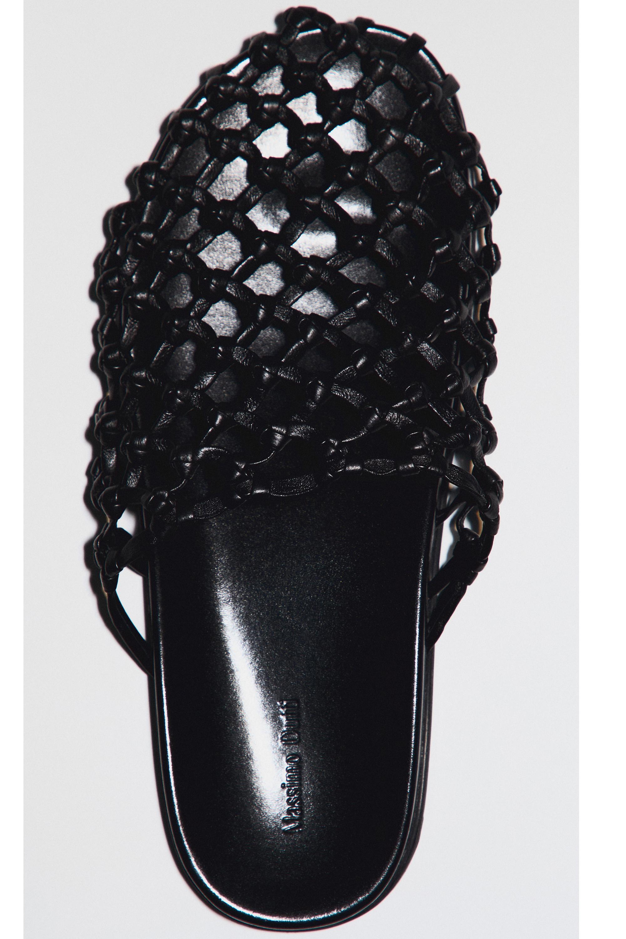Woven leather clogs — BLACK