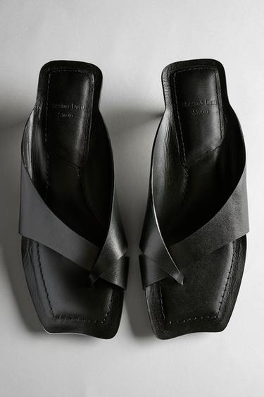 Leather heeled sandals - STUDIO — BLACK 1
