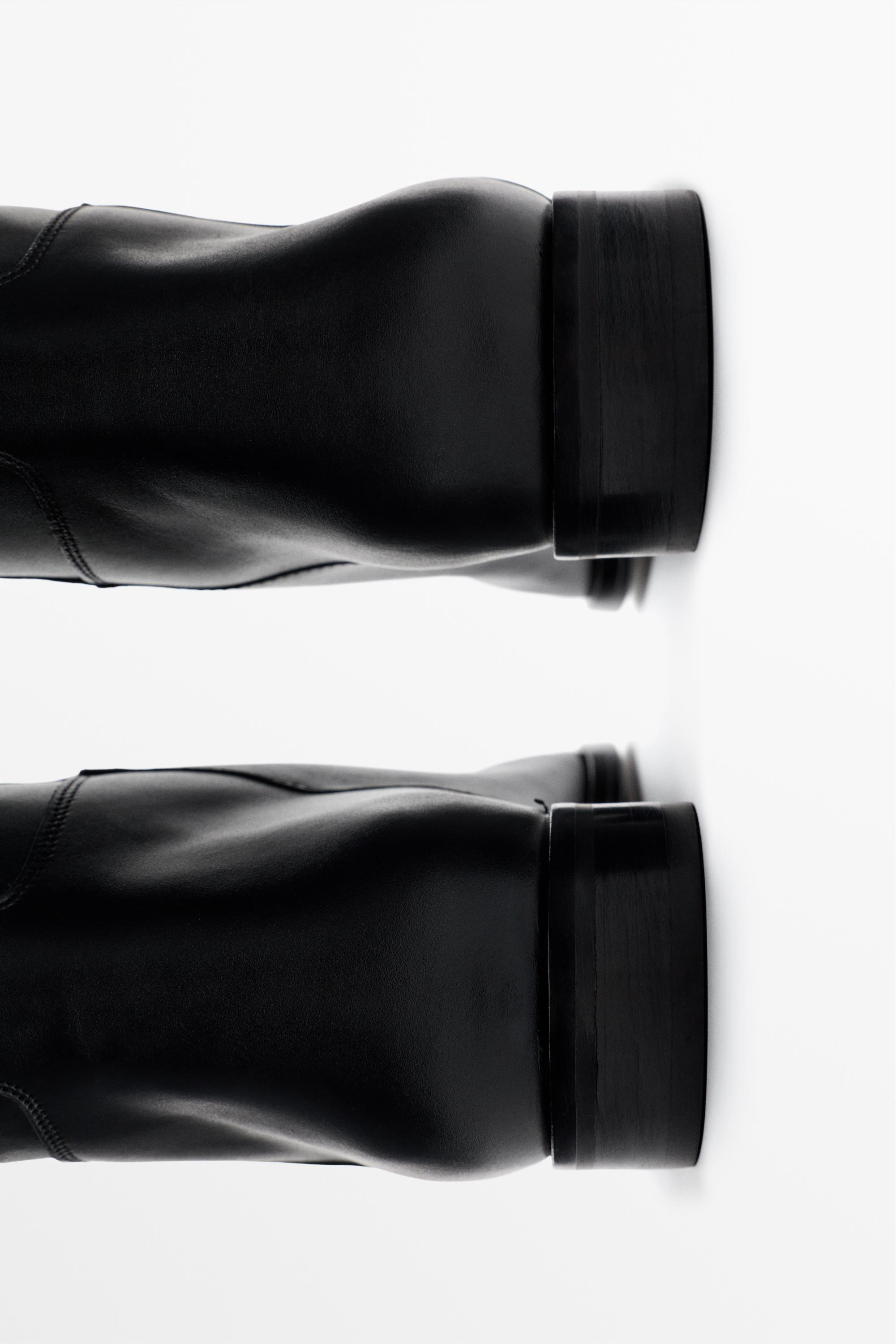 Knee-high leather boots - Made in Spain — BLACK