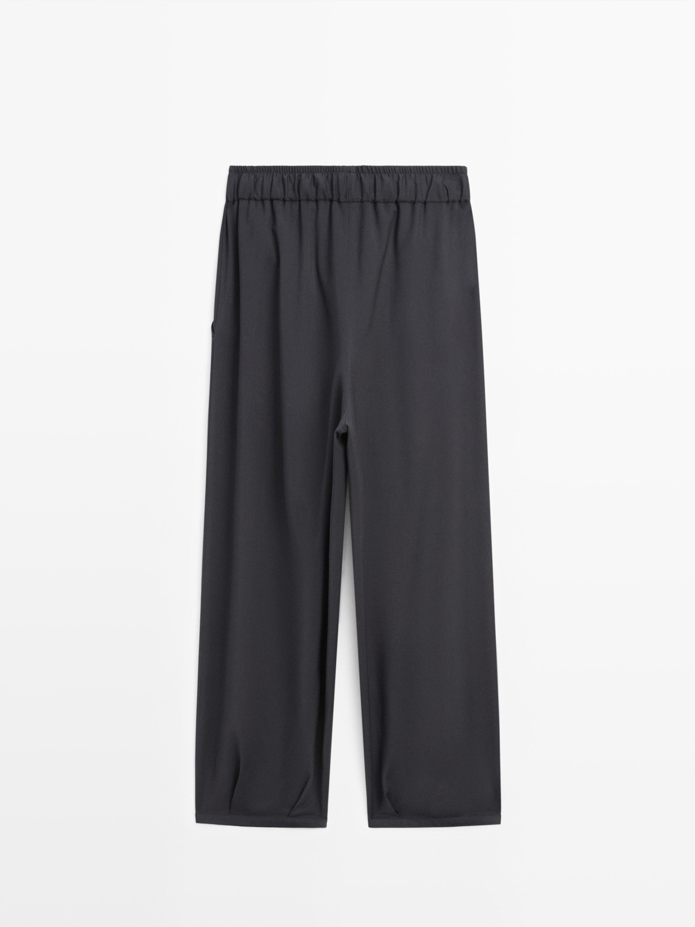 Voluminous wide-leg pleated trousers — NAVY BLUE
