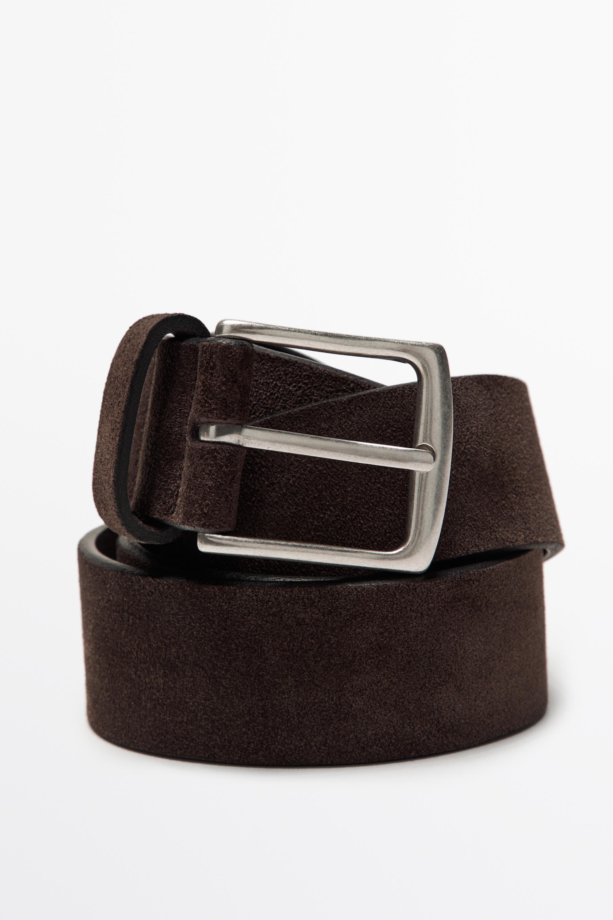 Plush nappa leather belt — BROWN