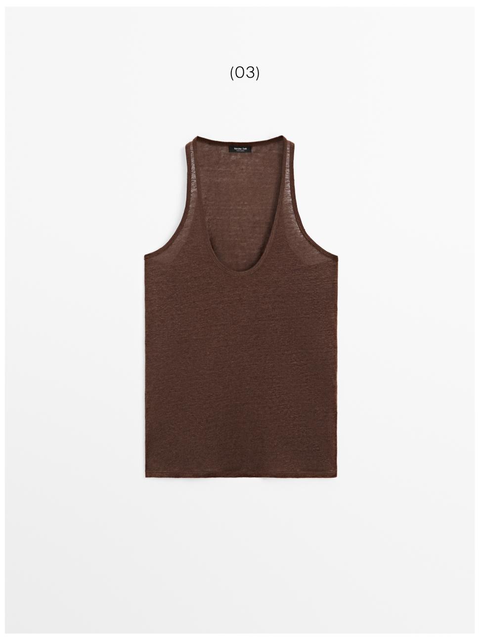 100% linen strappy top — Chocolate