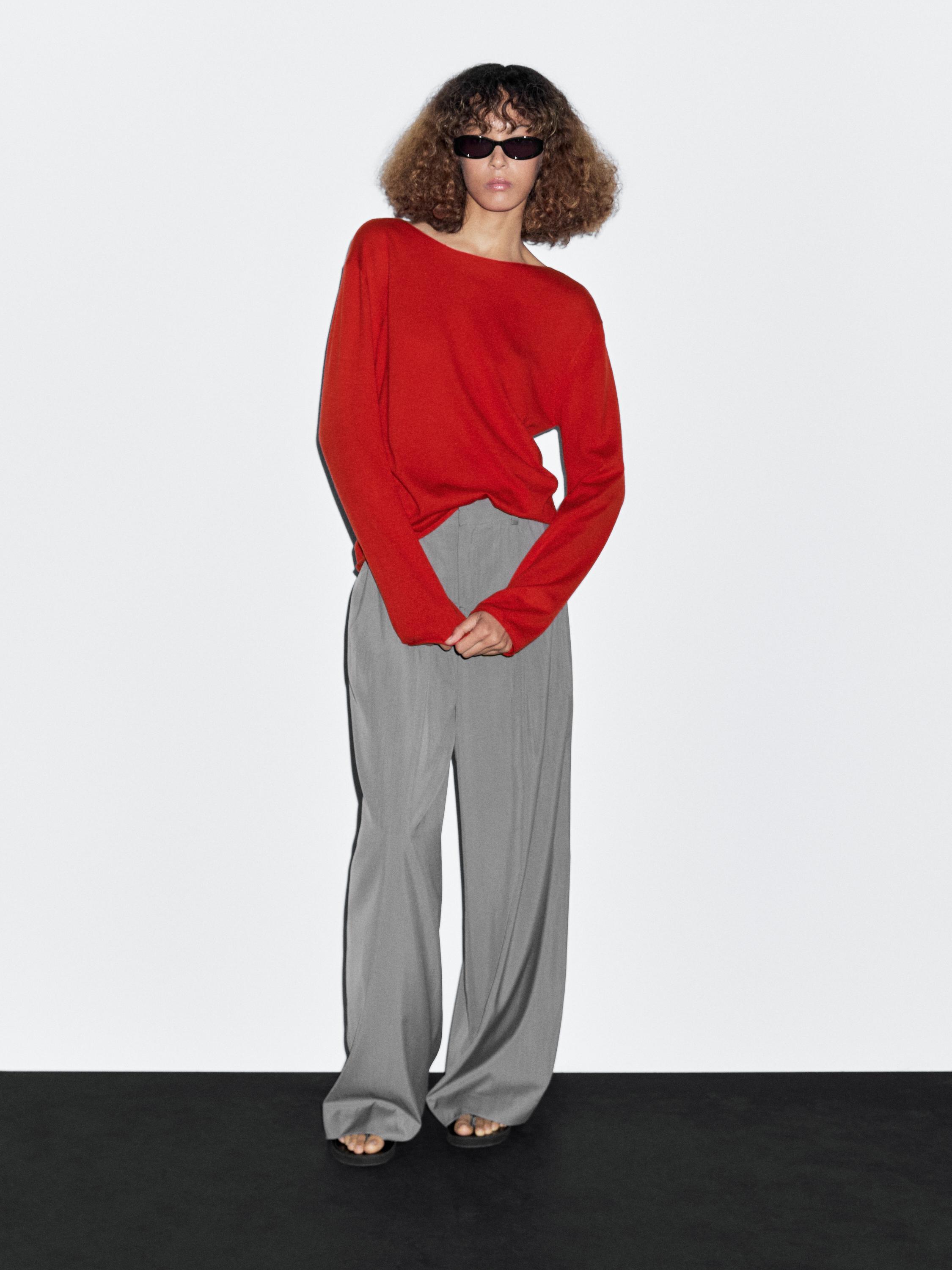 سويتر من الصوف المخلوط بياقة باتو