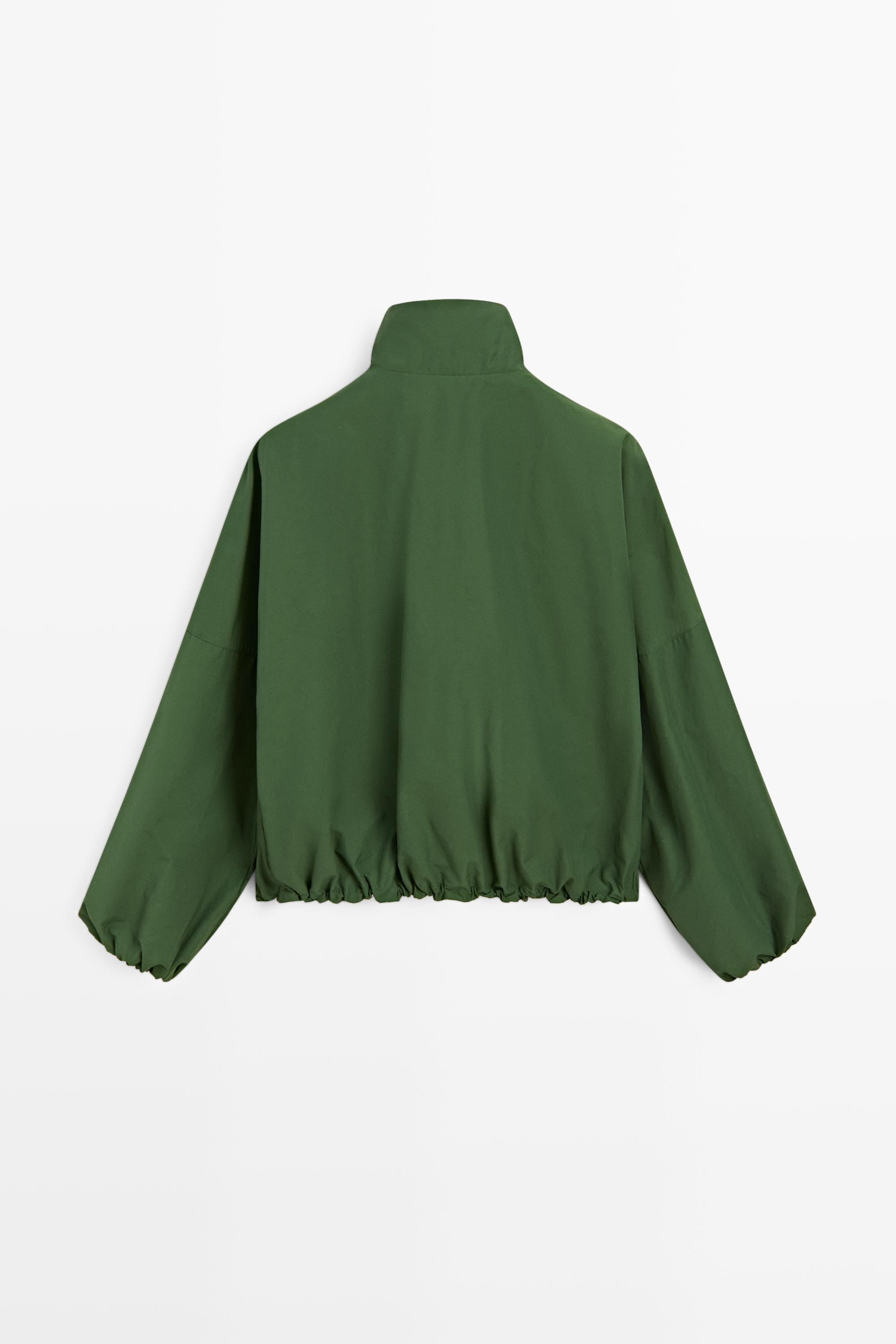 Bomber jacket with puff sleeves · Green · Coats | Massimo Dutti
