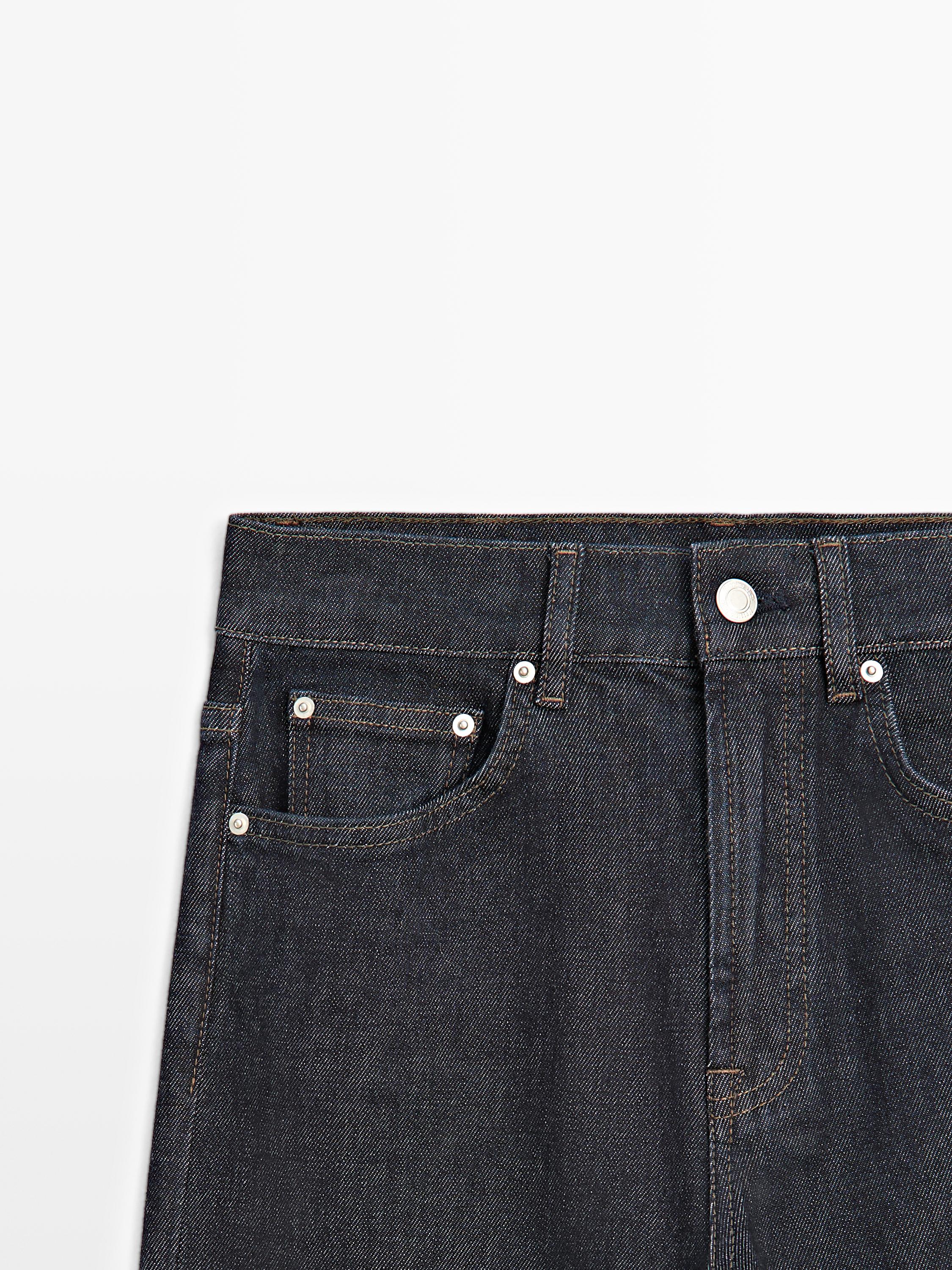 High-waist straight-leg comfort jeans — DARK BLUE