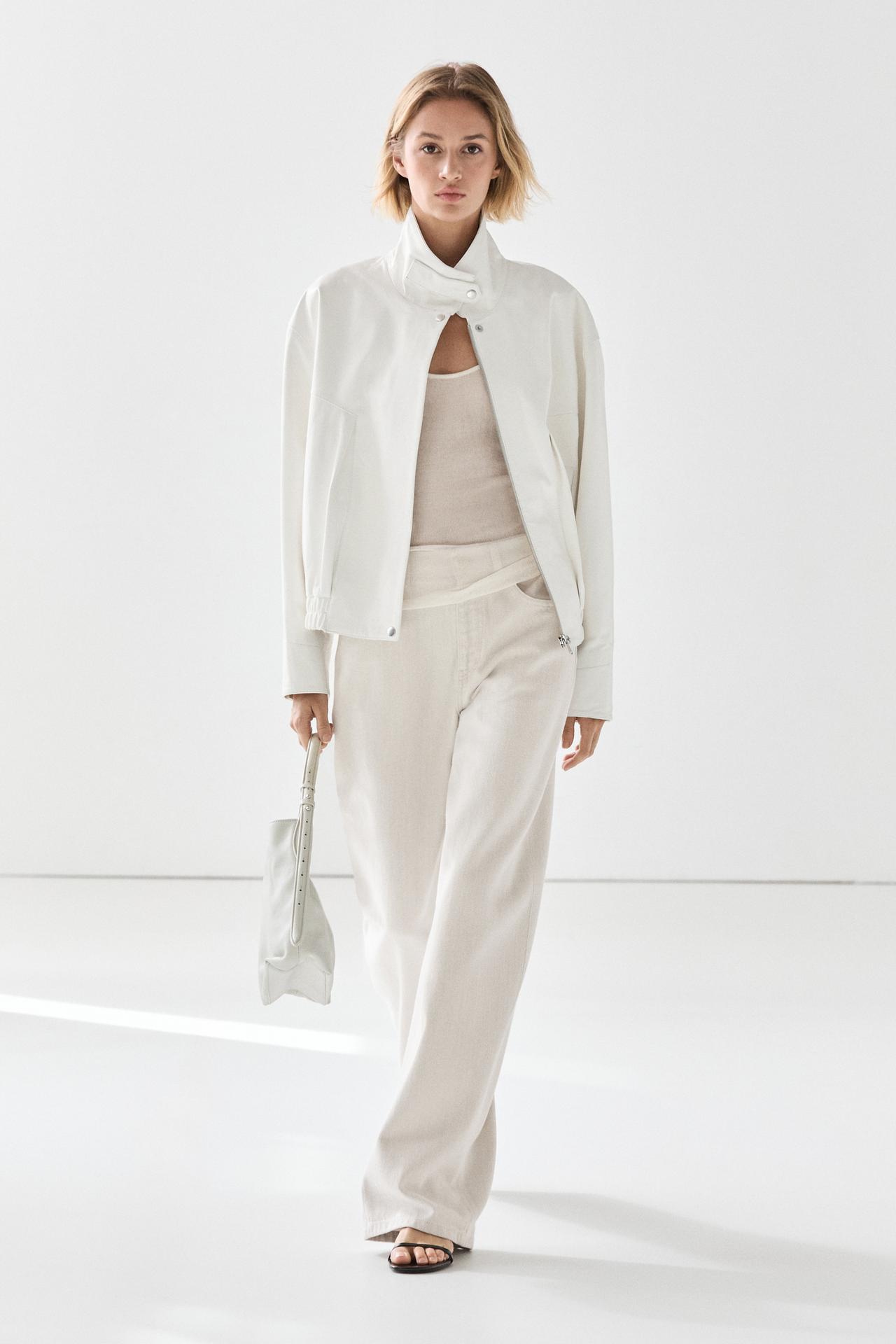 Nappa leather bomber jacket — WHITE