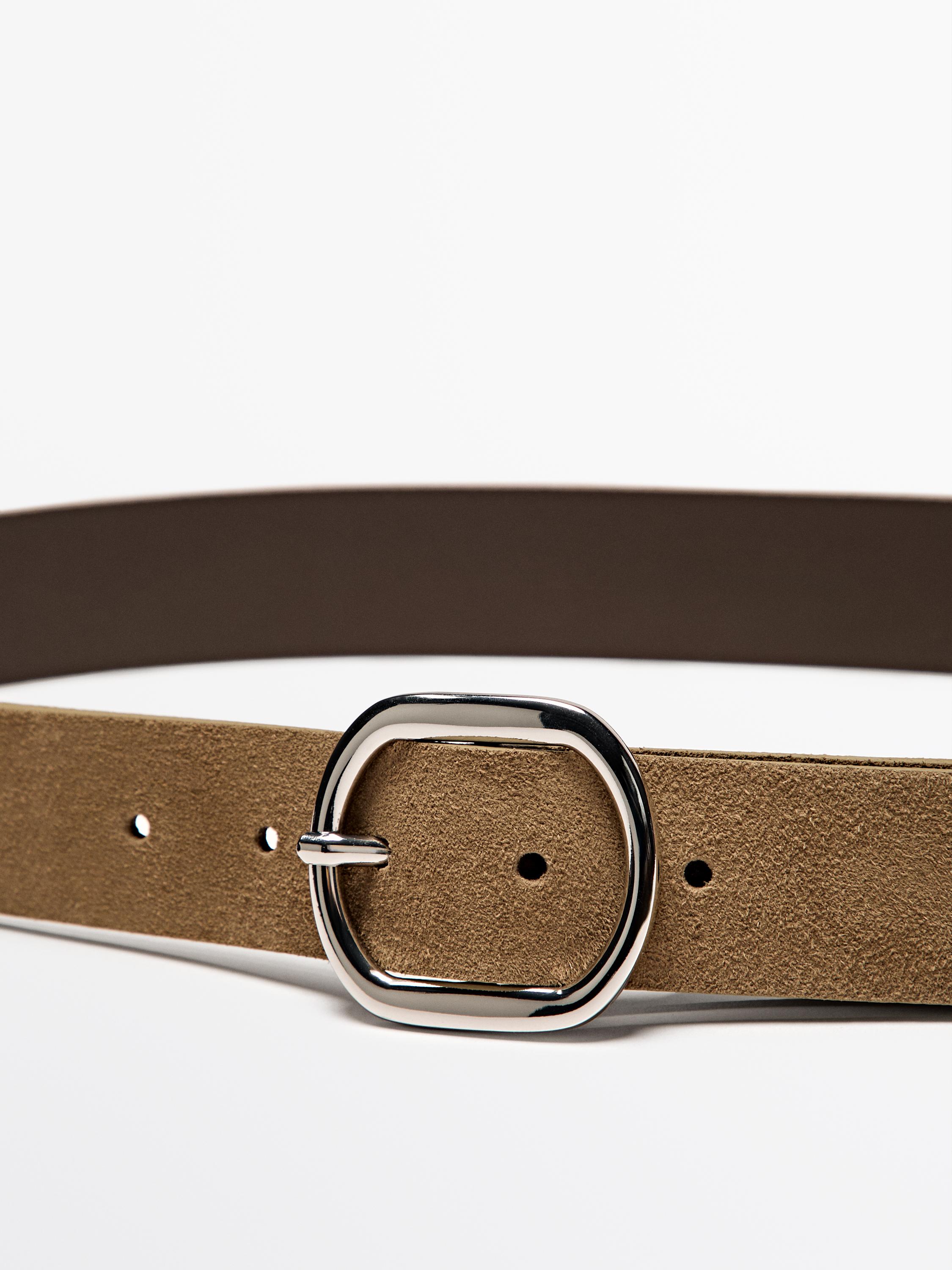 Ceinture boucle ovale croûte de cuir