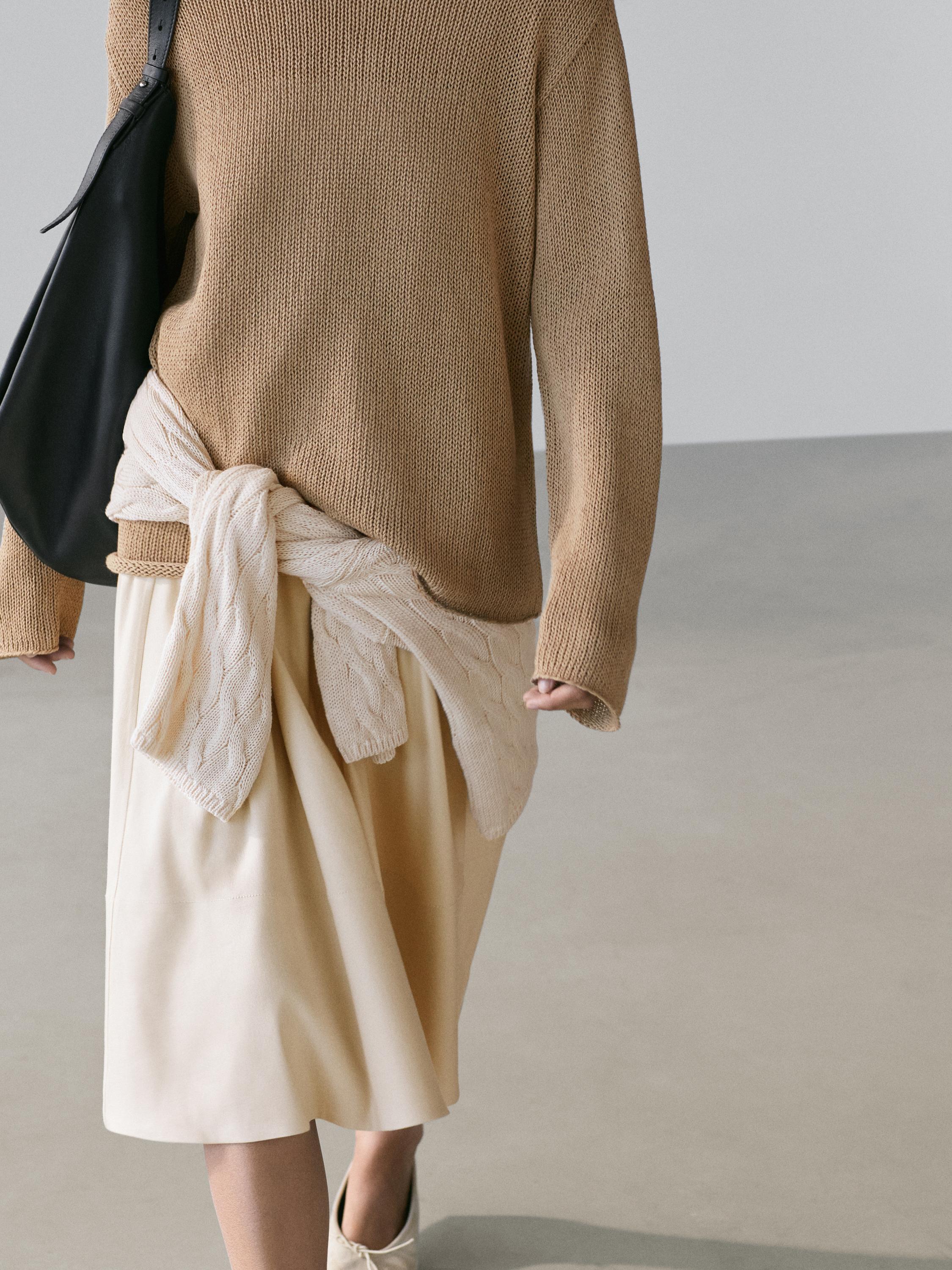 Cotton blend cutwork sweater — Washed