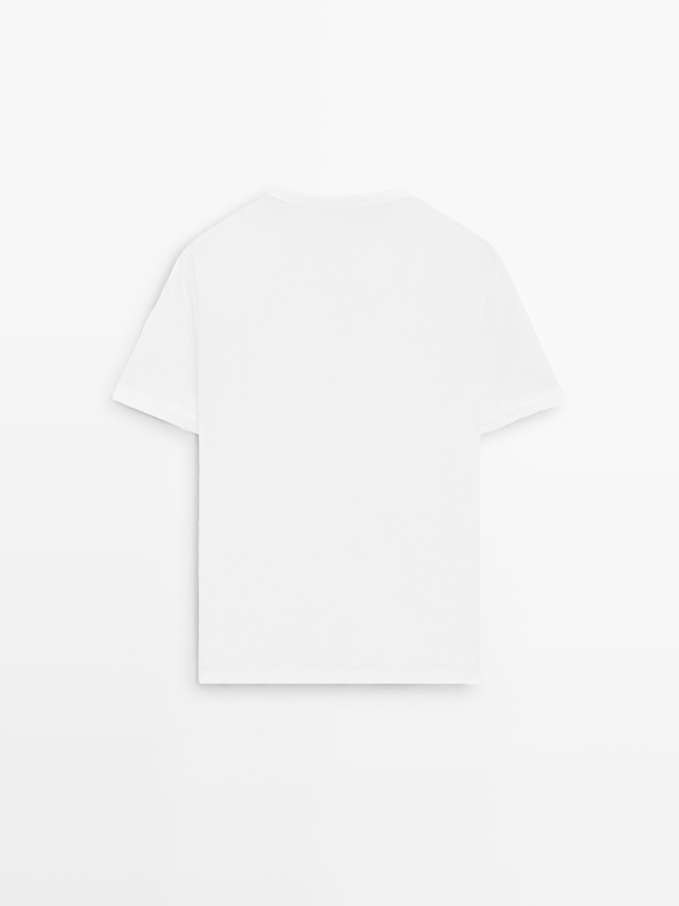 Linen V-neck T-shirt — Off white