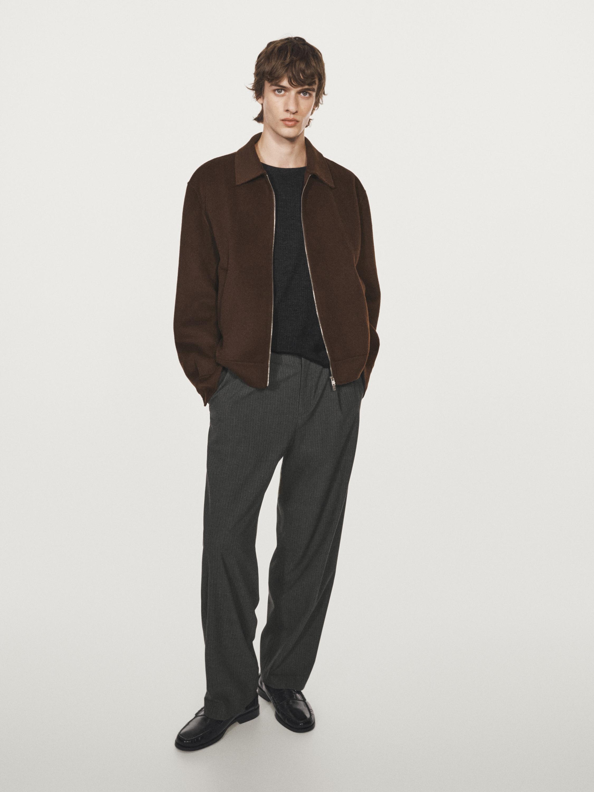 Wool blend jacket with zip detail