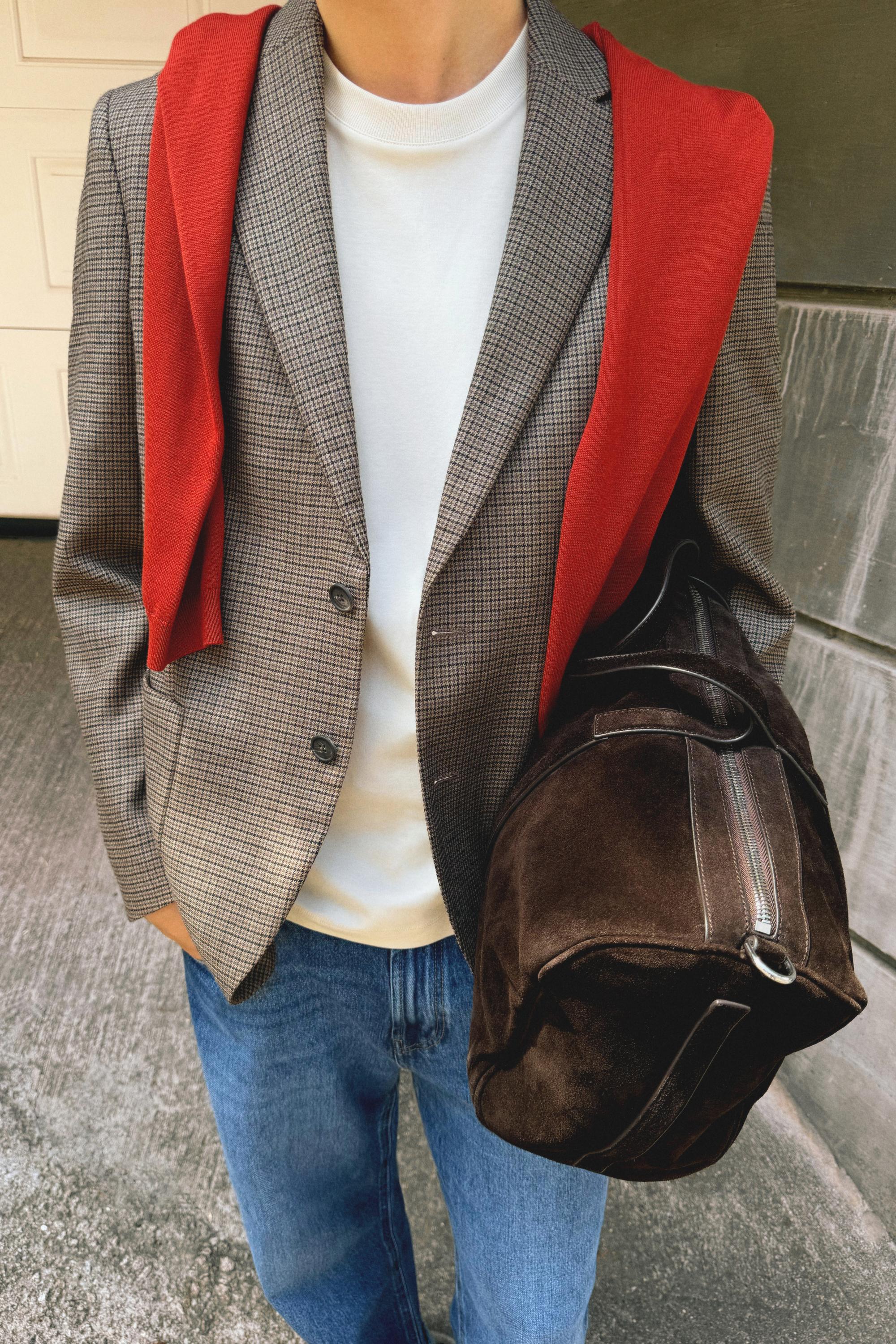 100% wool houndstooth blazer — BEIGE MARL