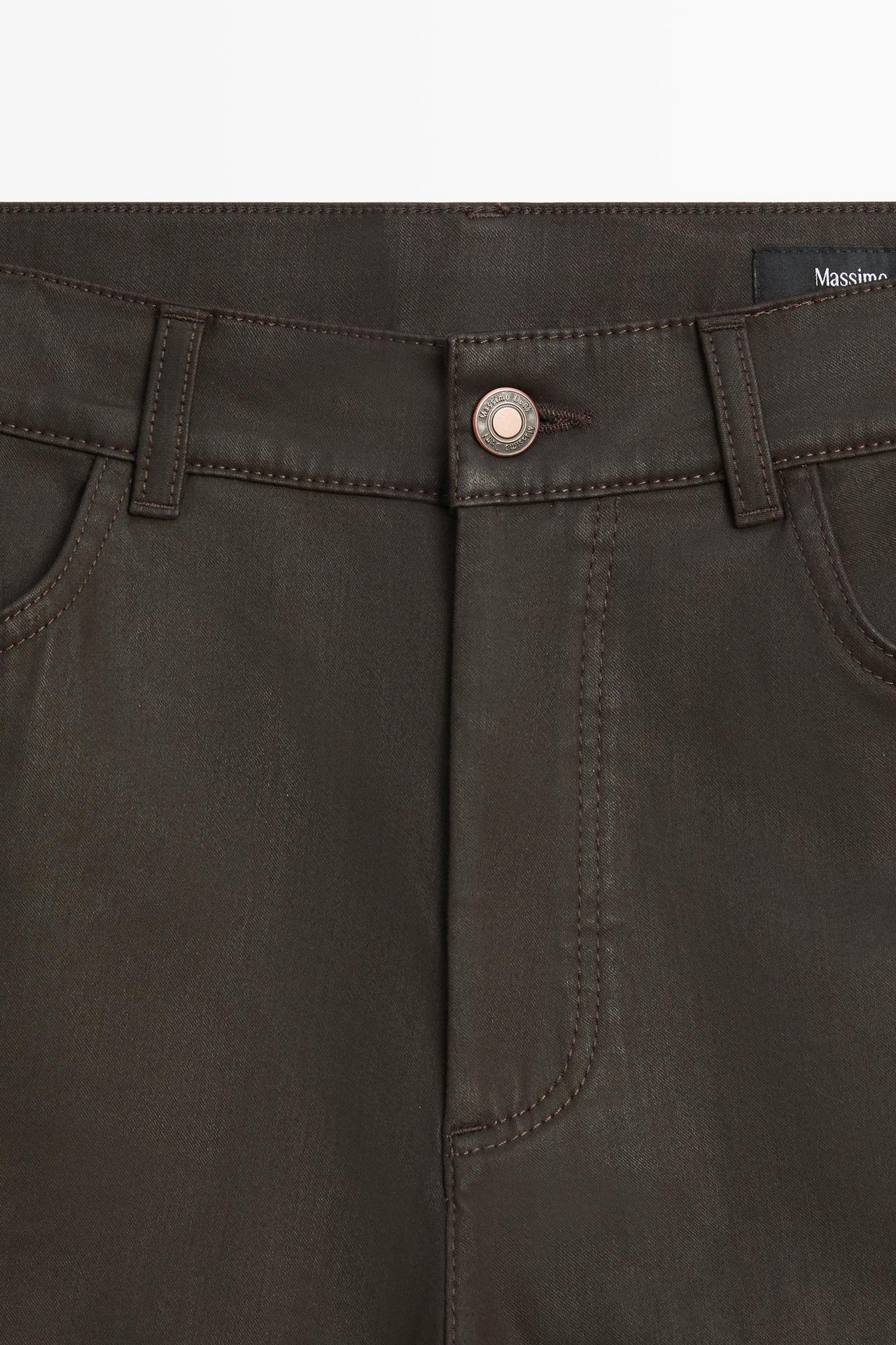 Waxed straight-leg pants — BROWN