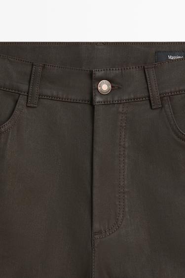 Waxed straight-leg pants — BROWN 9