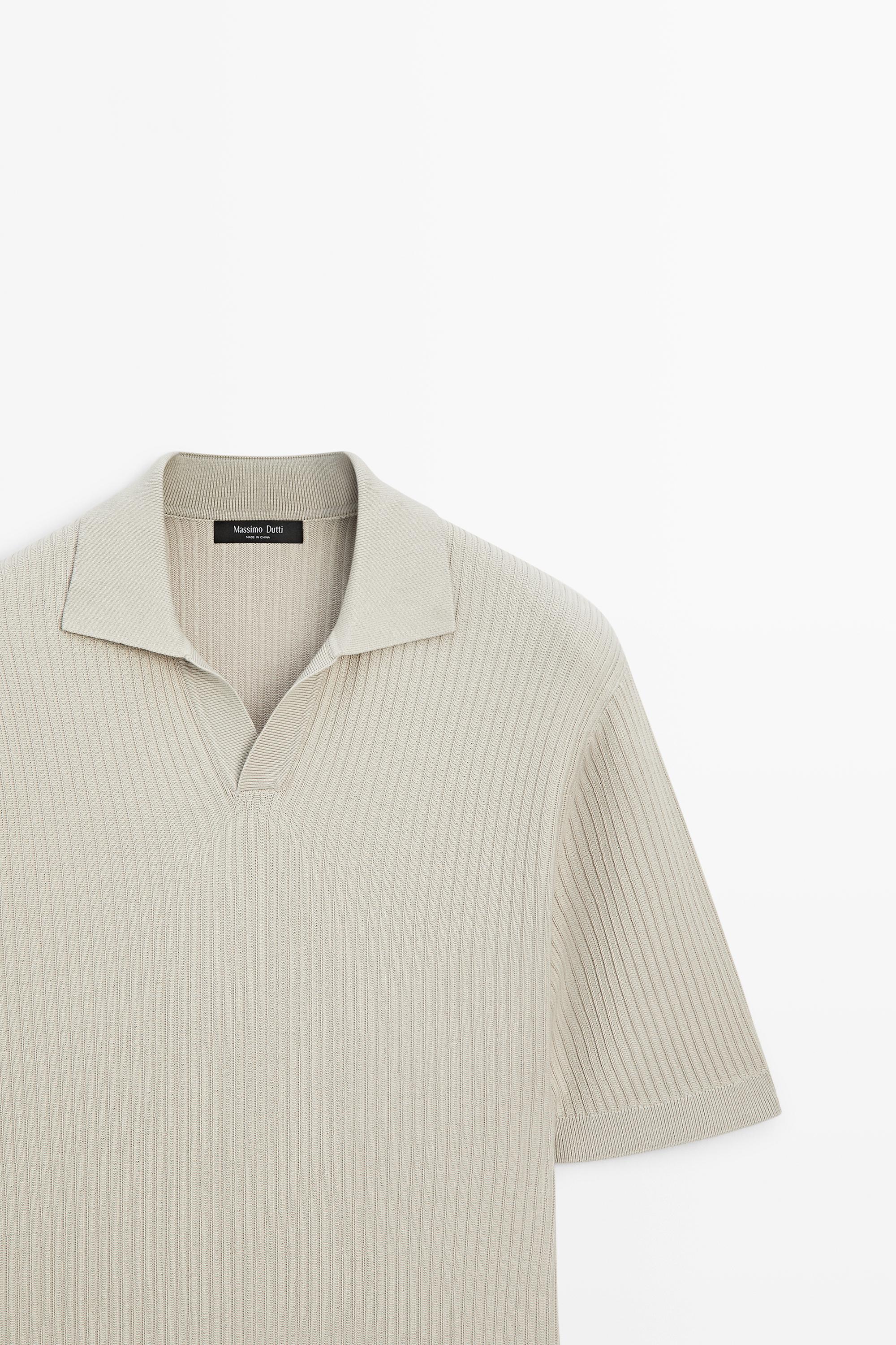 Regular fit cotton knit polo shirt — Green