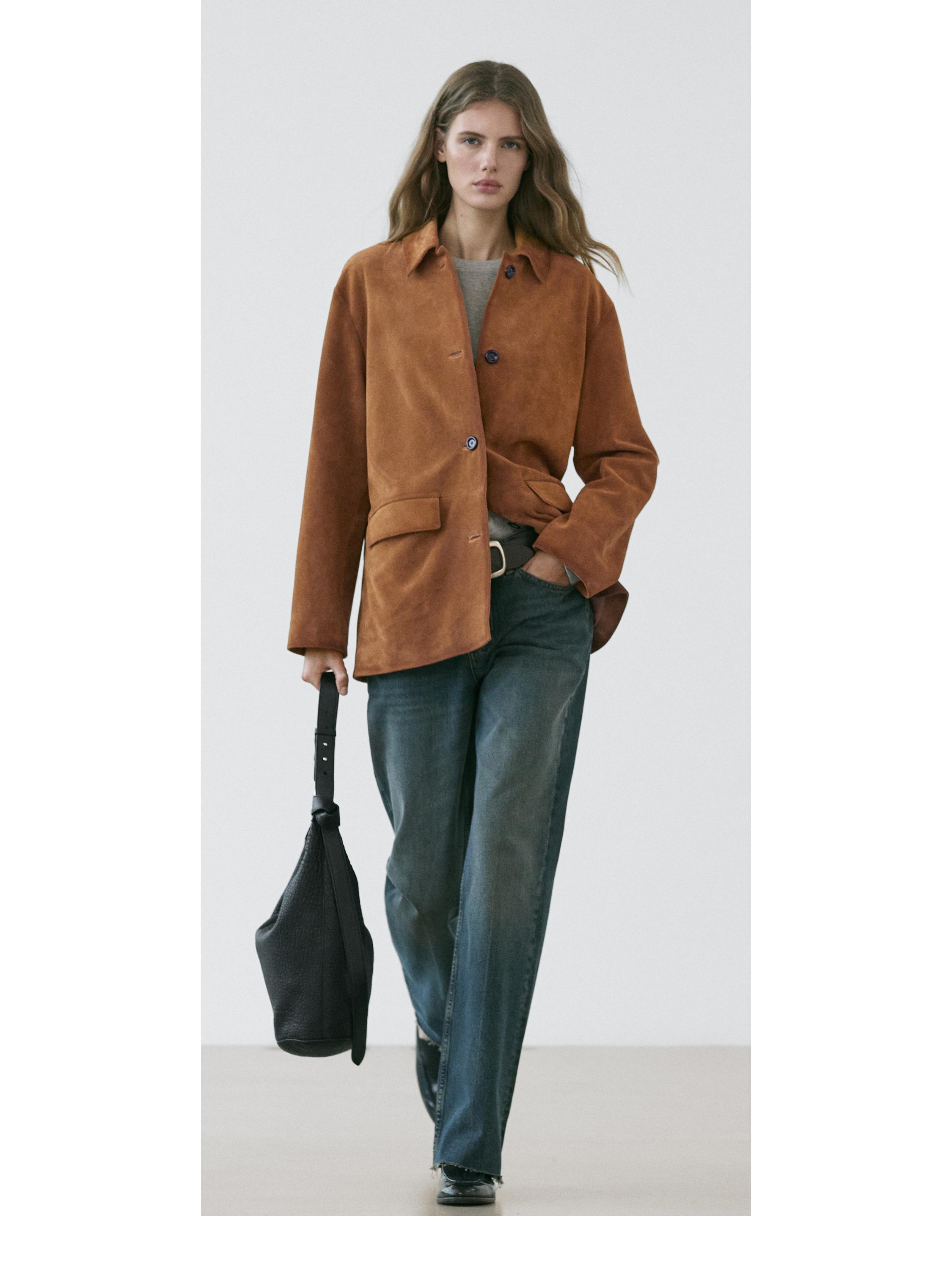 Suede leather jacket — CAMEL