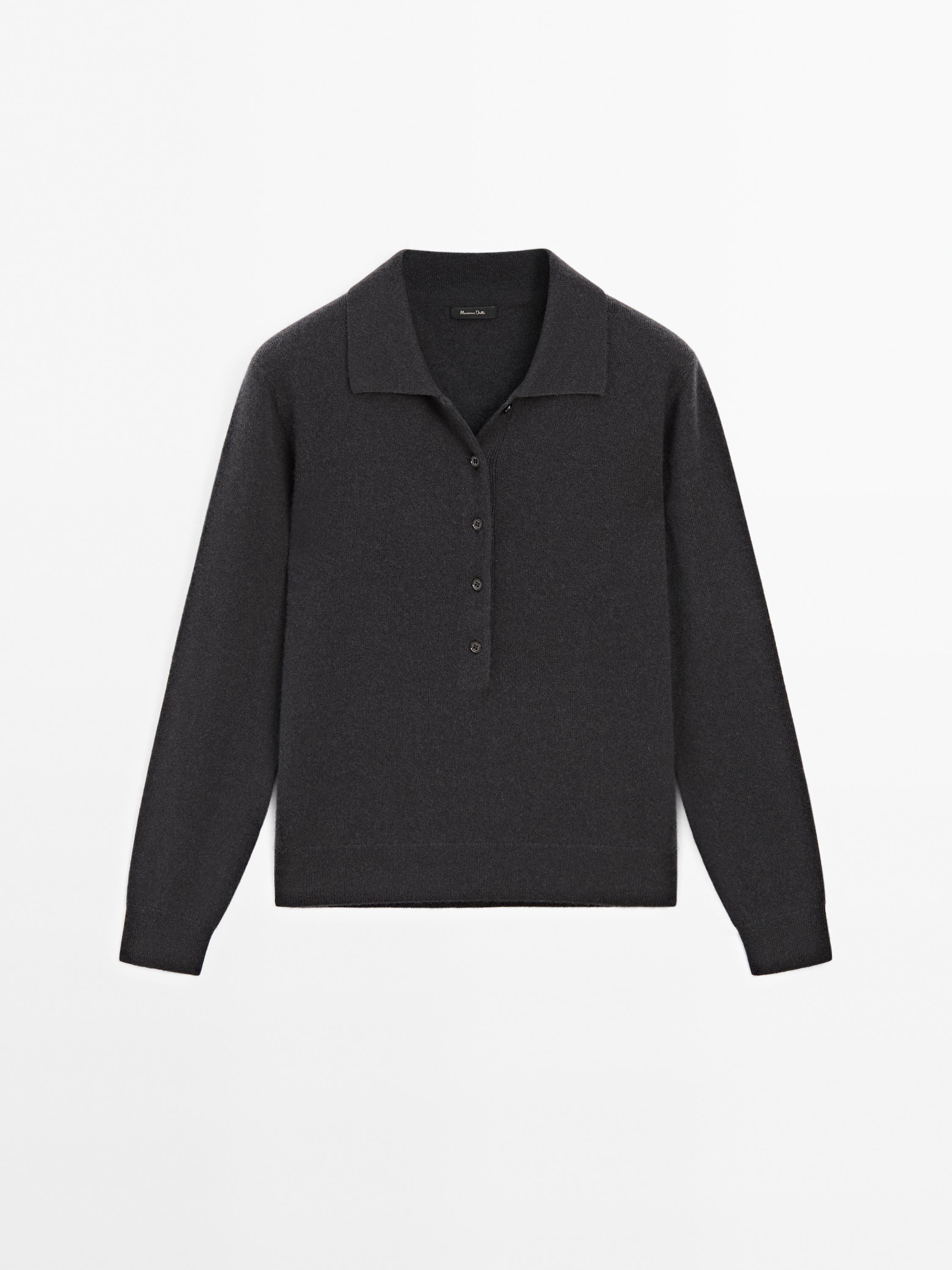 Pull polo en maille 100 % cachemire