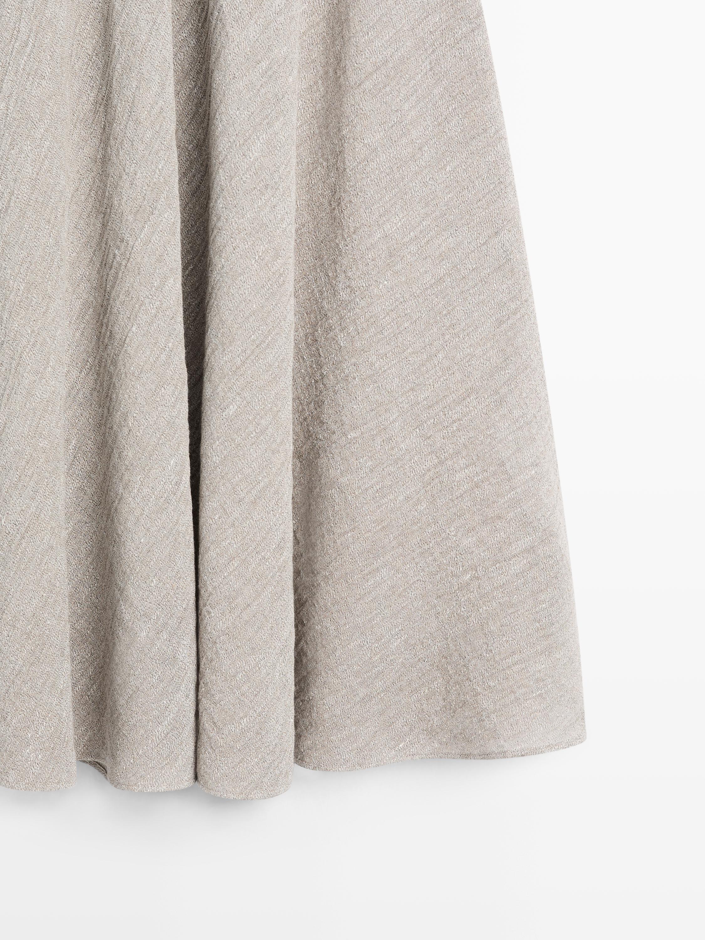 Waffle-knit flared midi skirt — GREY