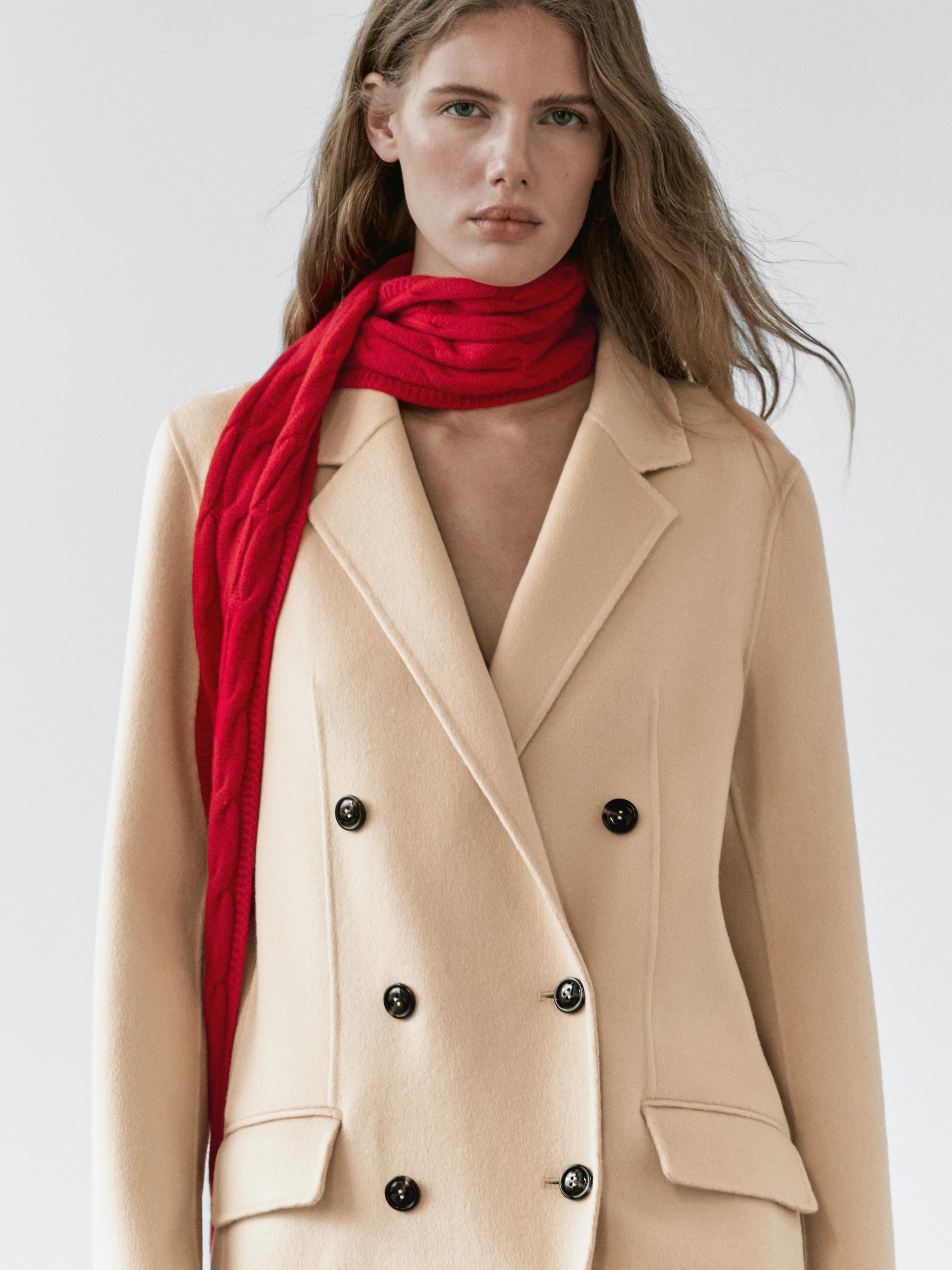 Abrigo largo cruzado mezcla lana