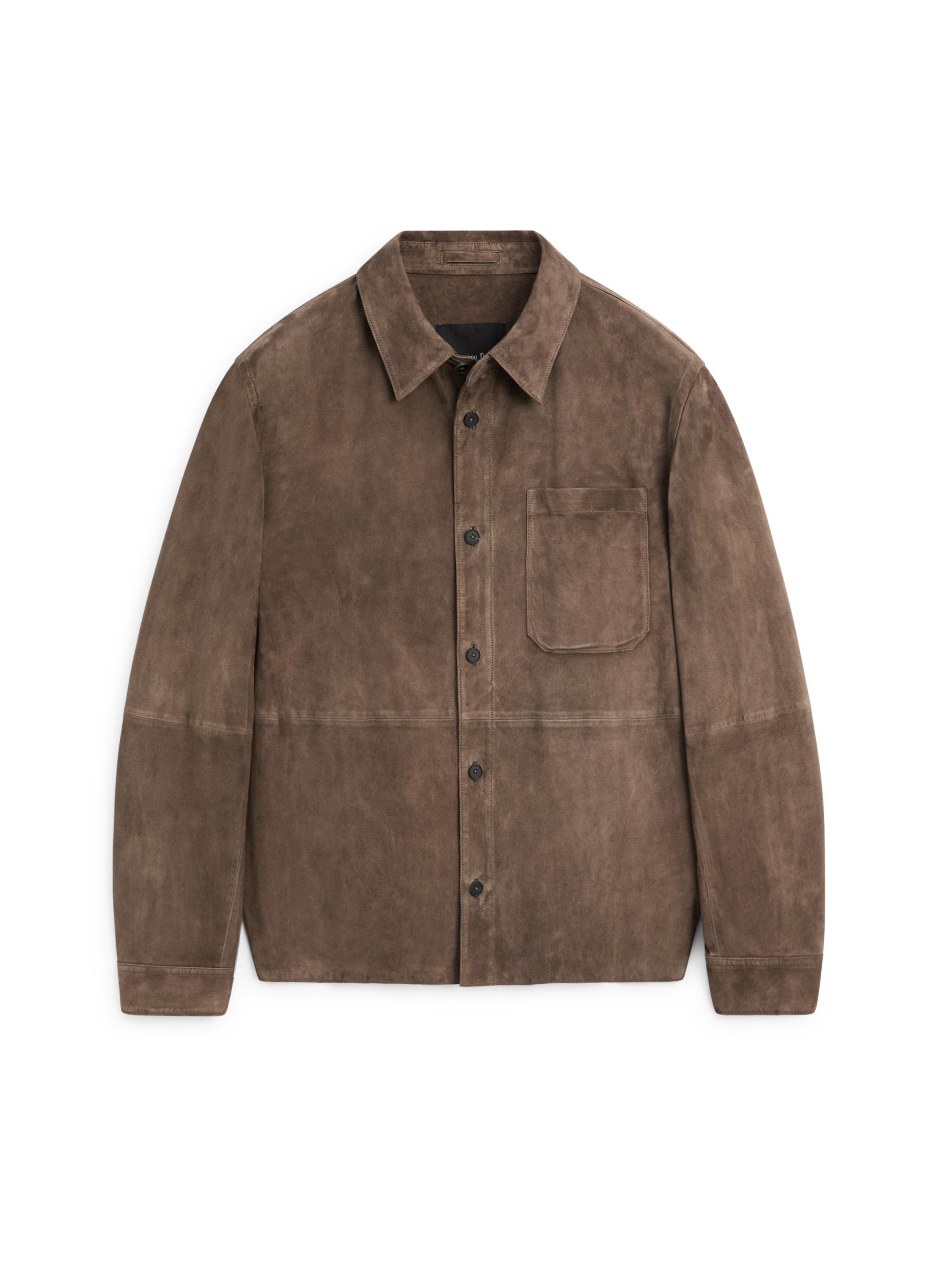 Suede leather overshirt — DARK GREY