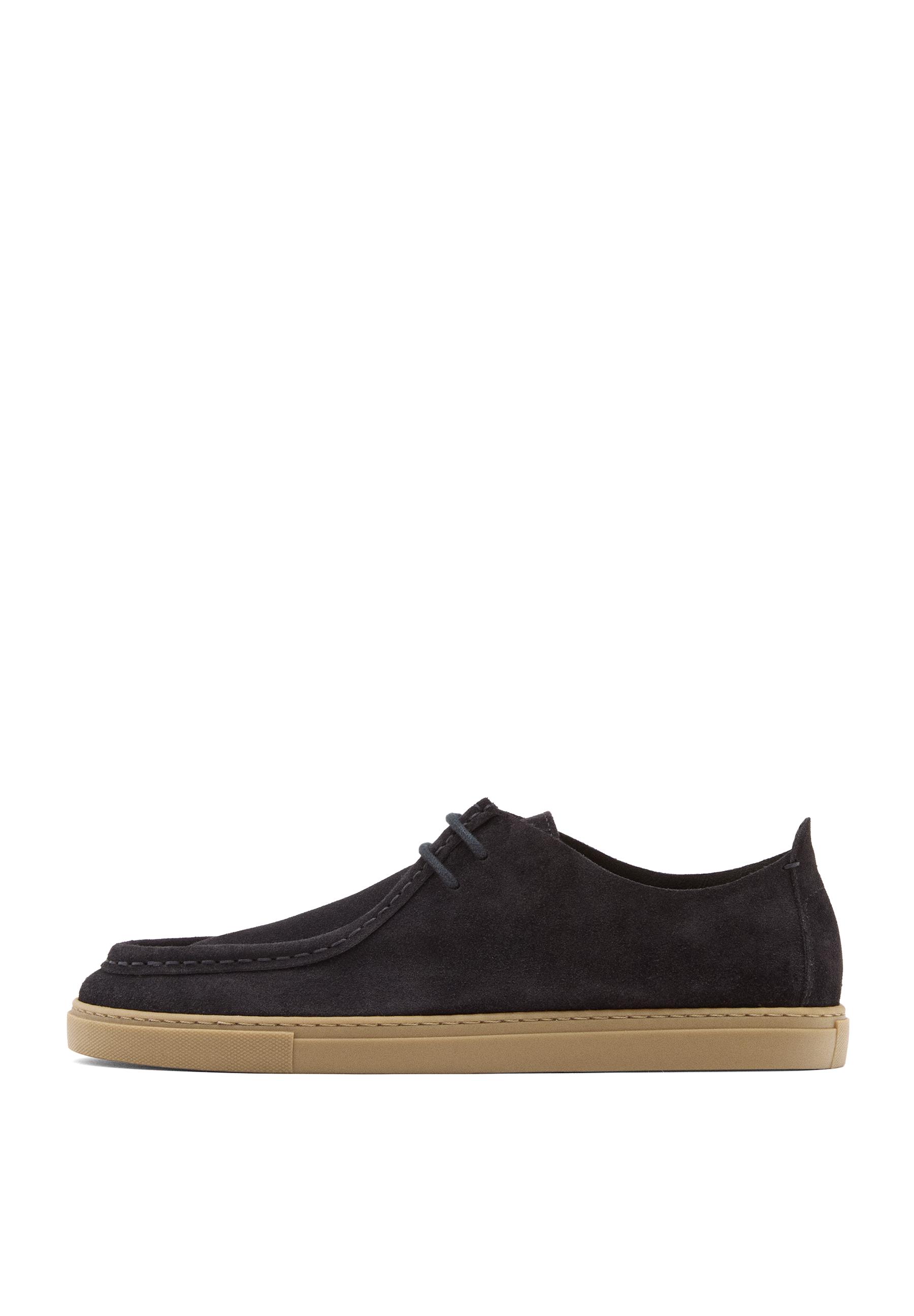 Soft leather moc toe shoes — Dark blue
