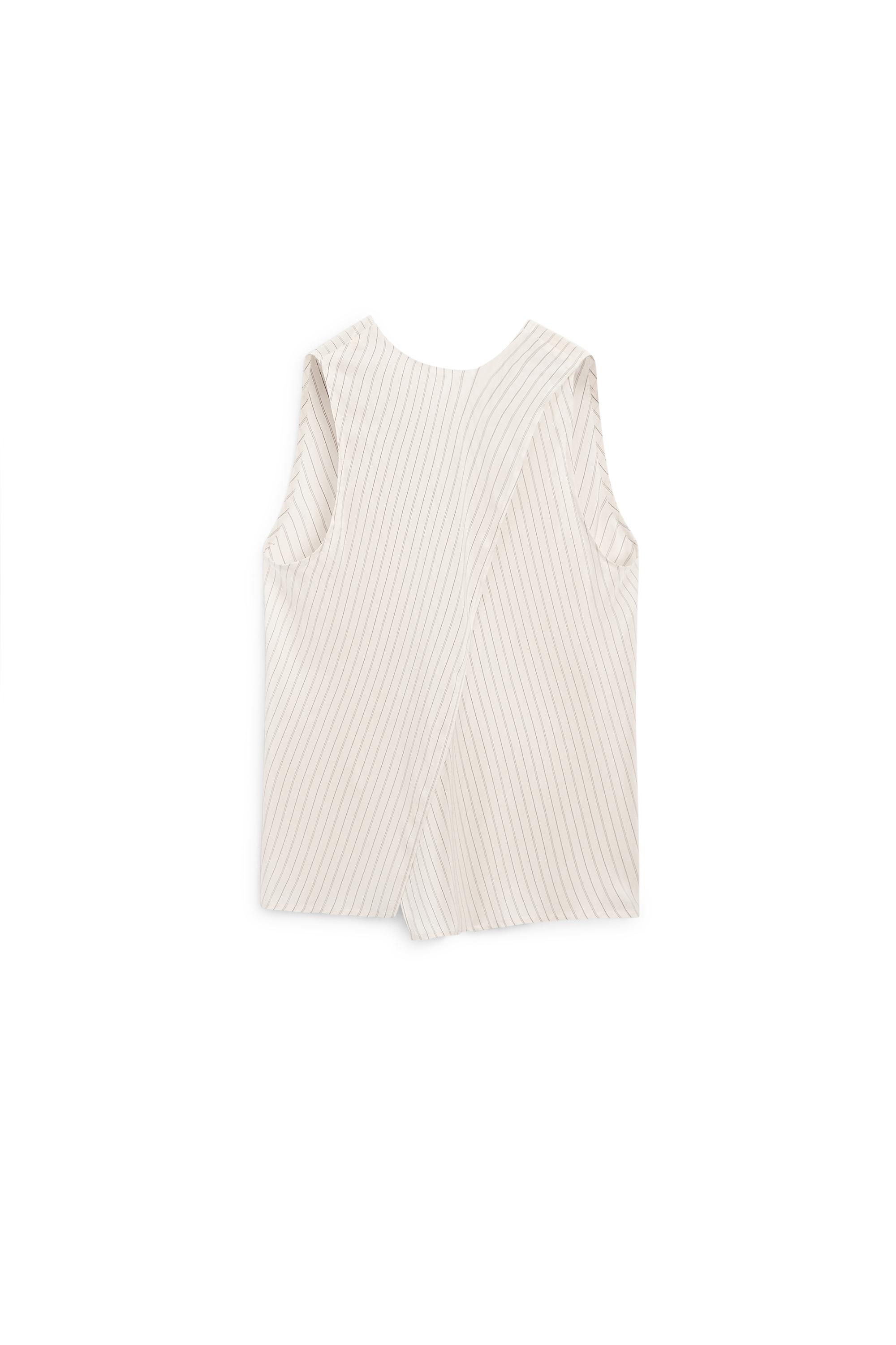 STUDIO flowing striped wrap top — CREAM