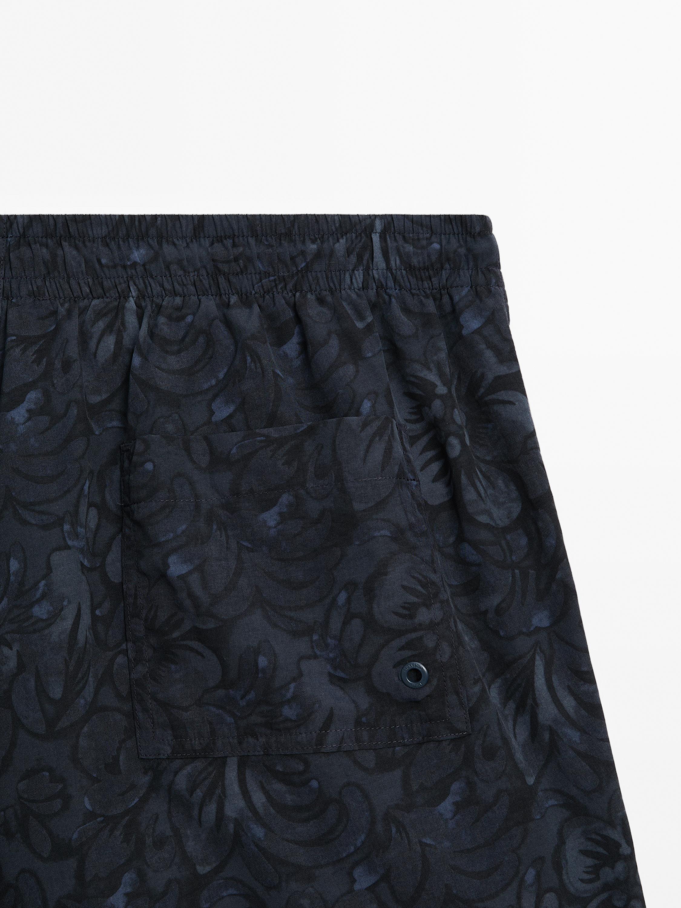 Short fit printed swimming trunks