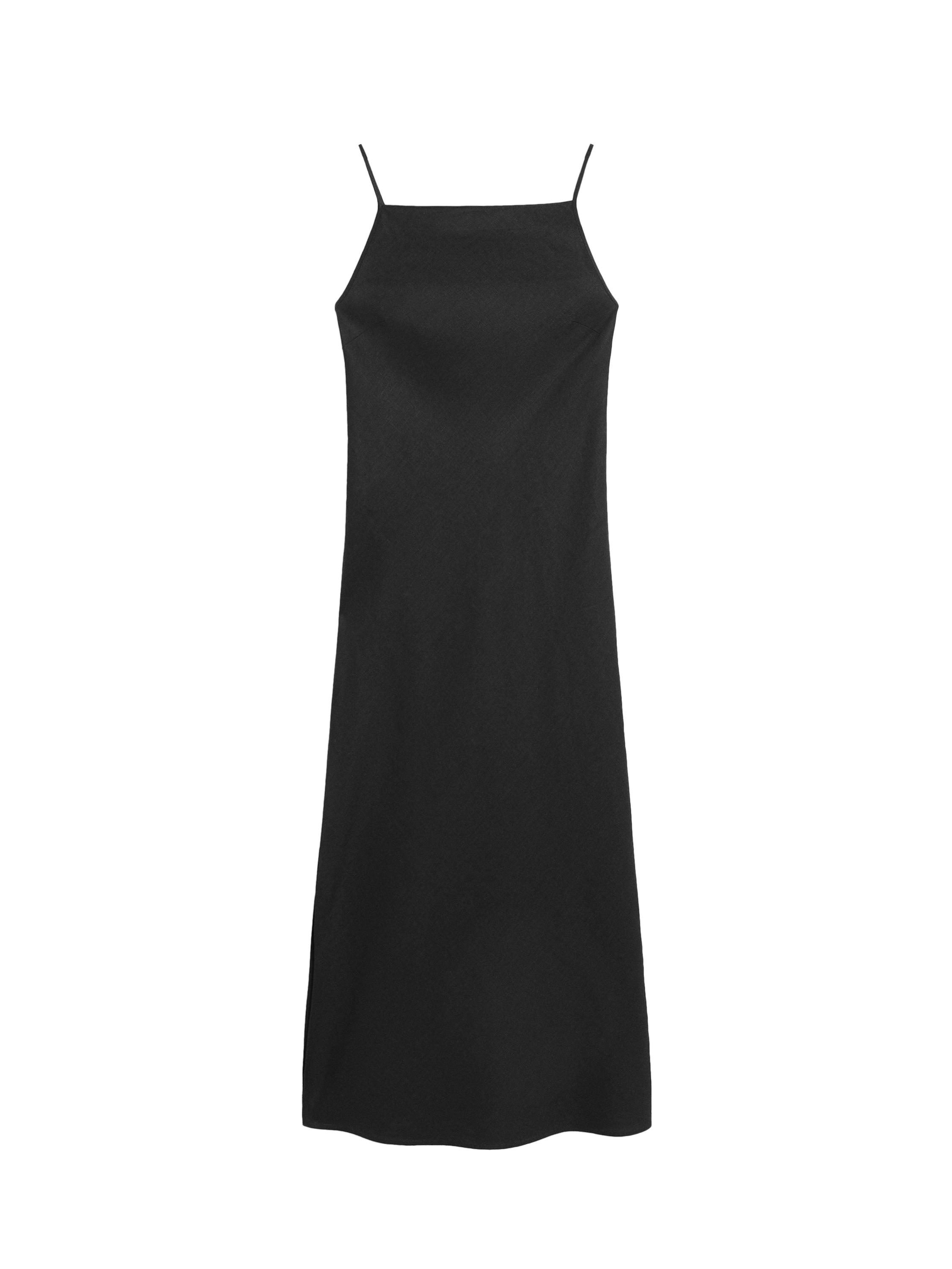100% Linen Midi Dress - Black - Xl - Massimo Dutti - Women 100% Linen Midi Dress - Black - Xl - Massimo Dutti - Women