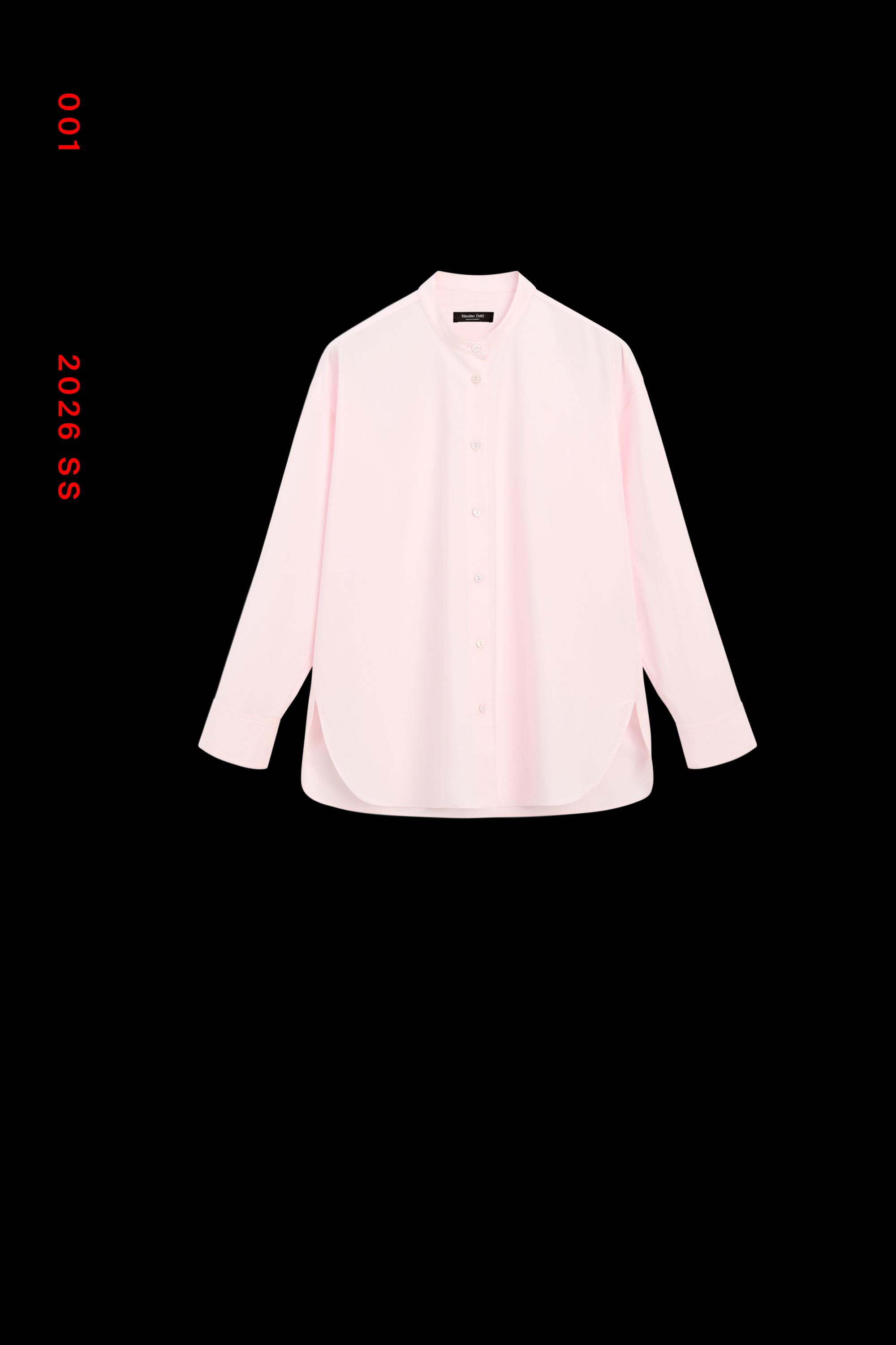 Cotton-blend stand collar shirt — CLAY