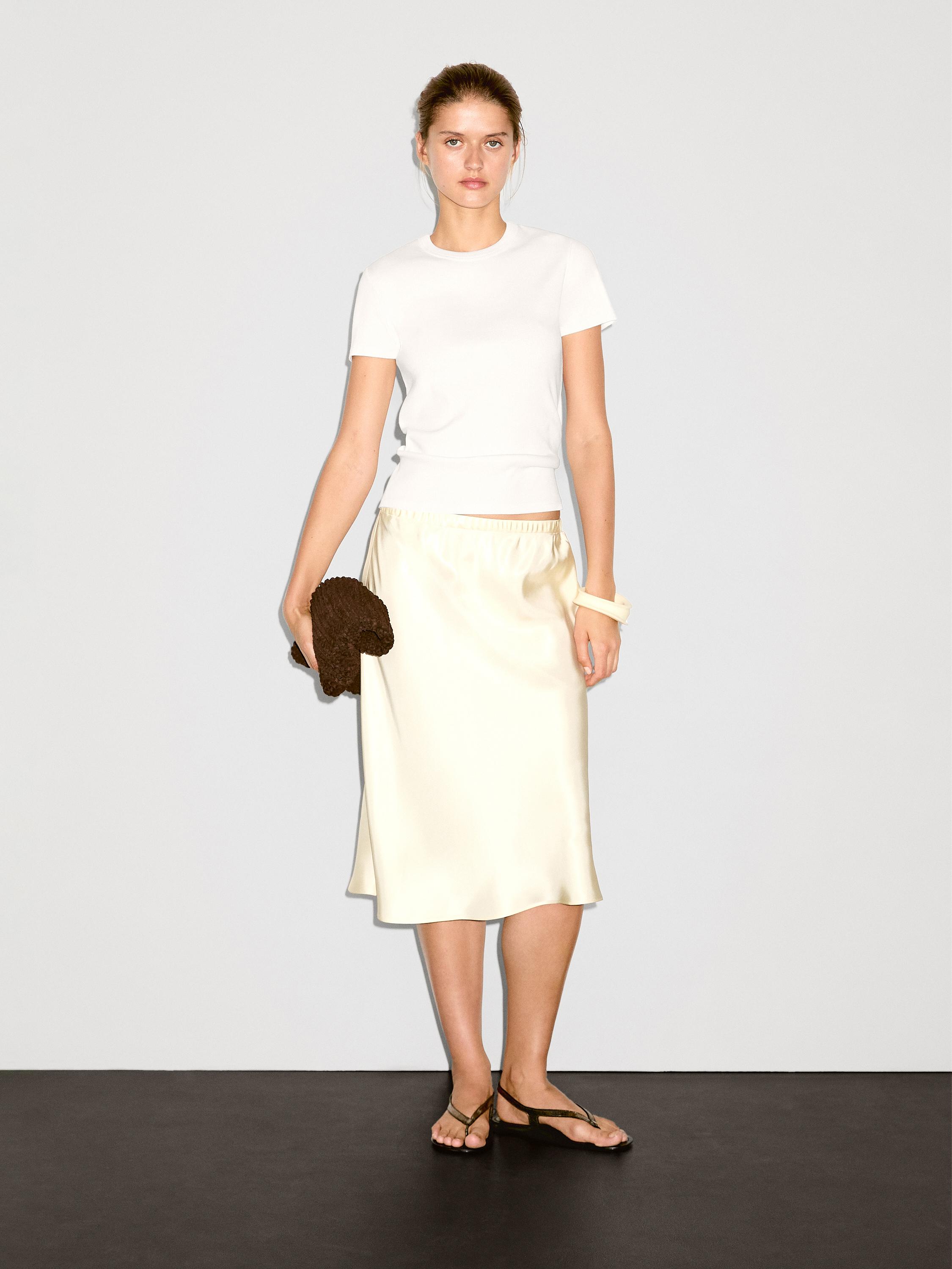 Ribcord T-shirt van zwaar materiaal met korte mouw