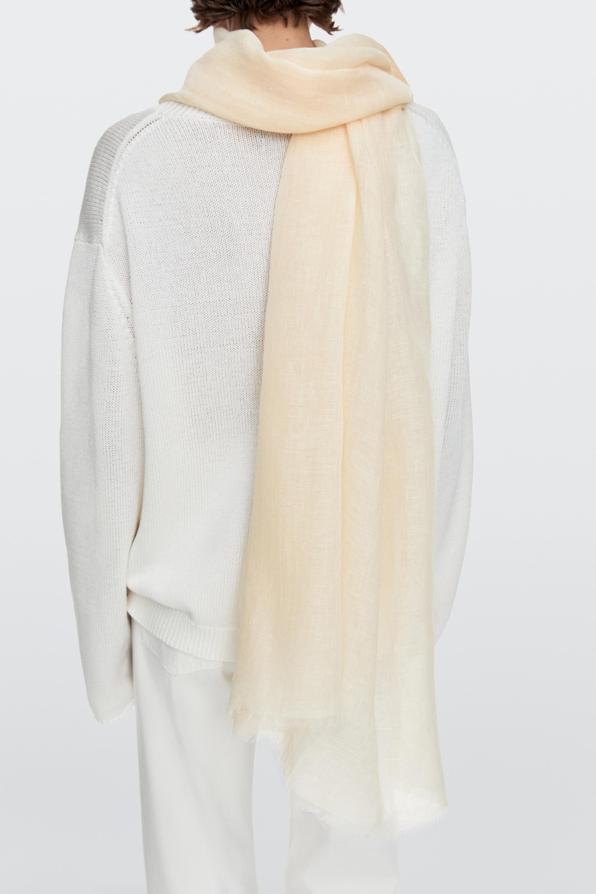 Plain 100% linen scarf — CREAM