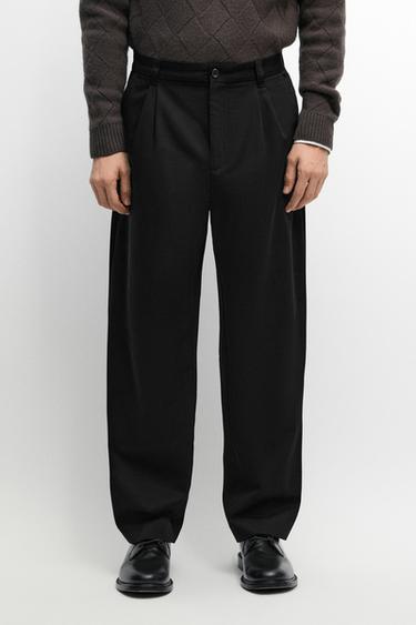 Pants with double pleats, 100% cotton — BLACK 3