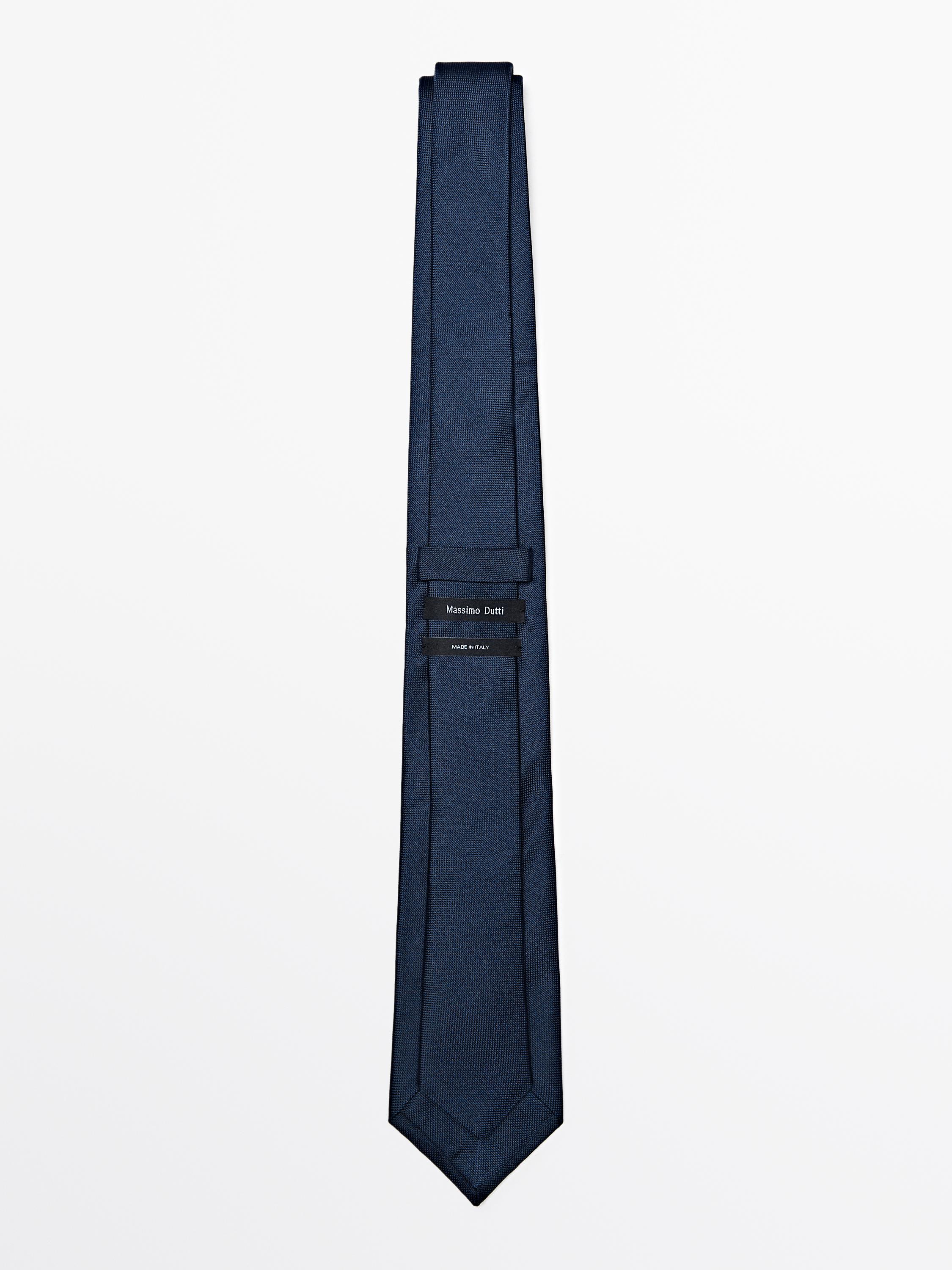 100% silk textured tie — NAVY BLUE