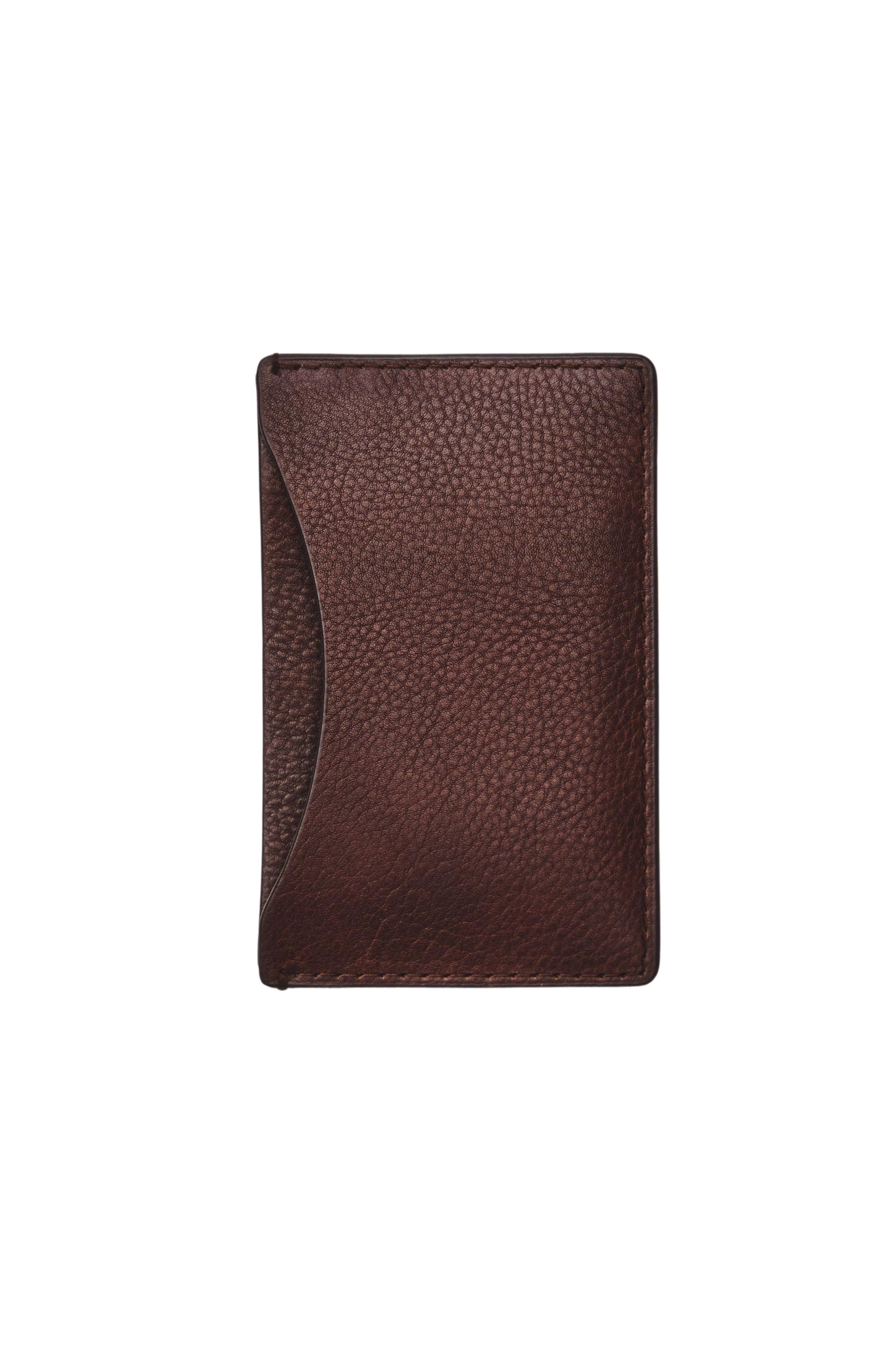 Nappa leather card holder — Chocolate