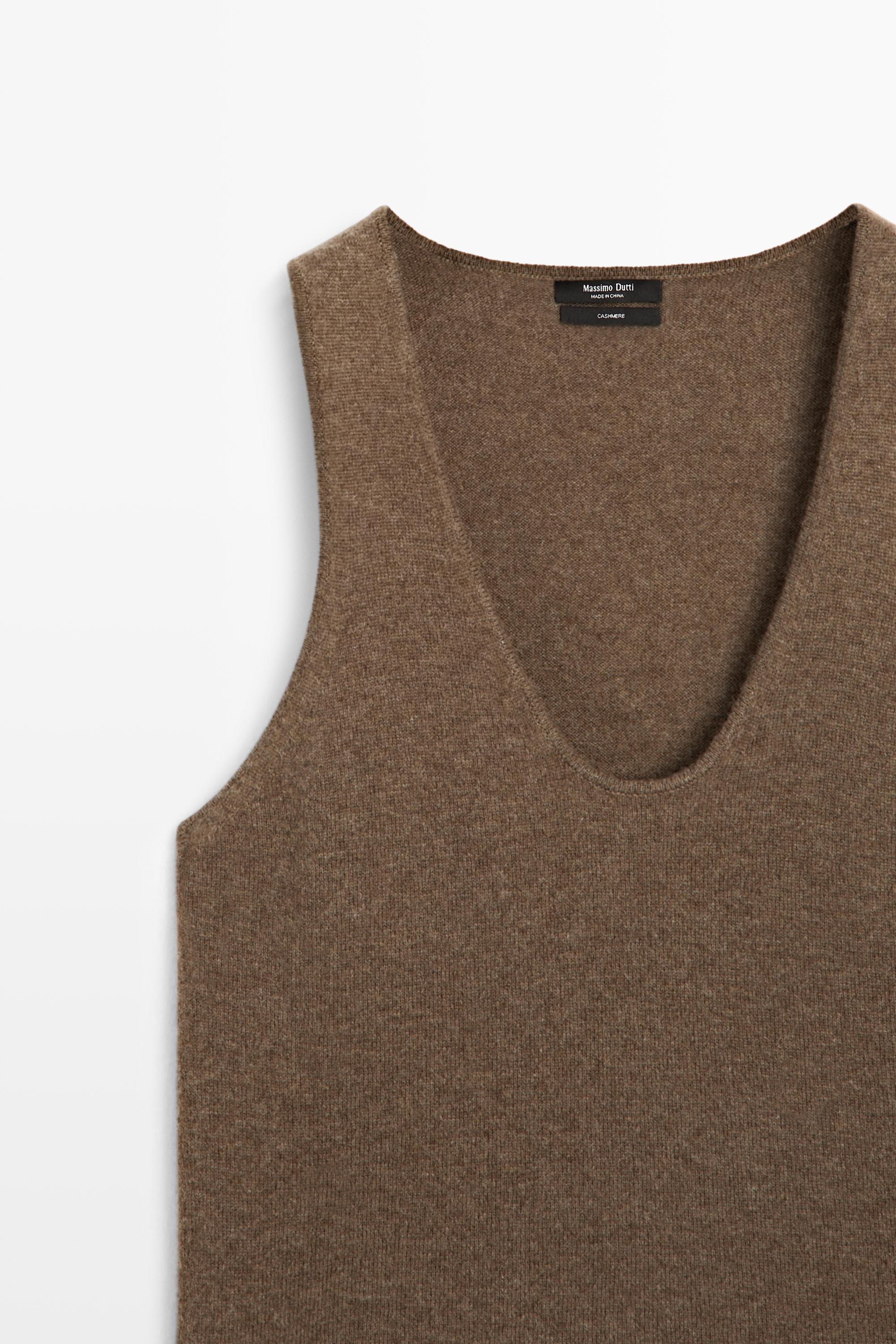 100% Cashmere Knit Top — TOFFEE