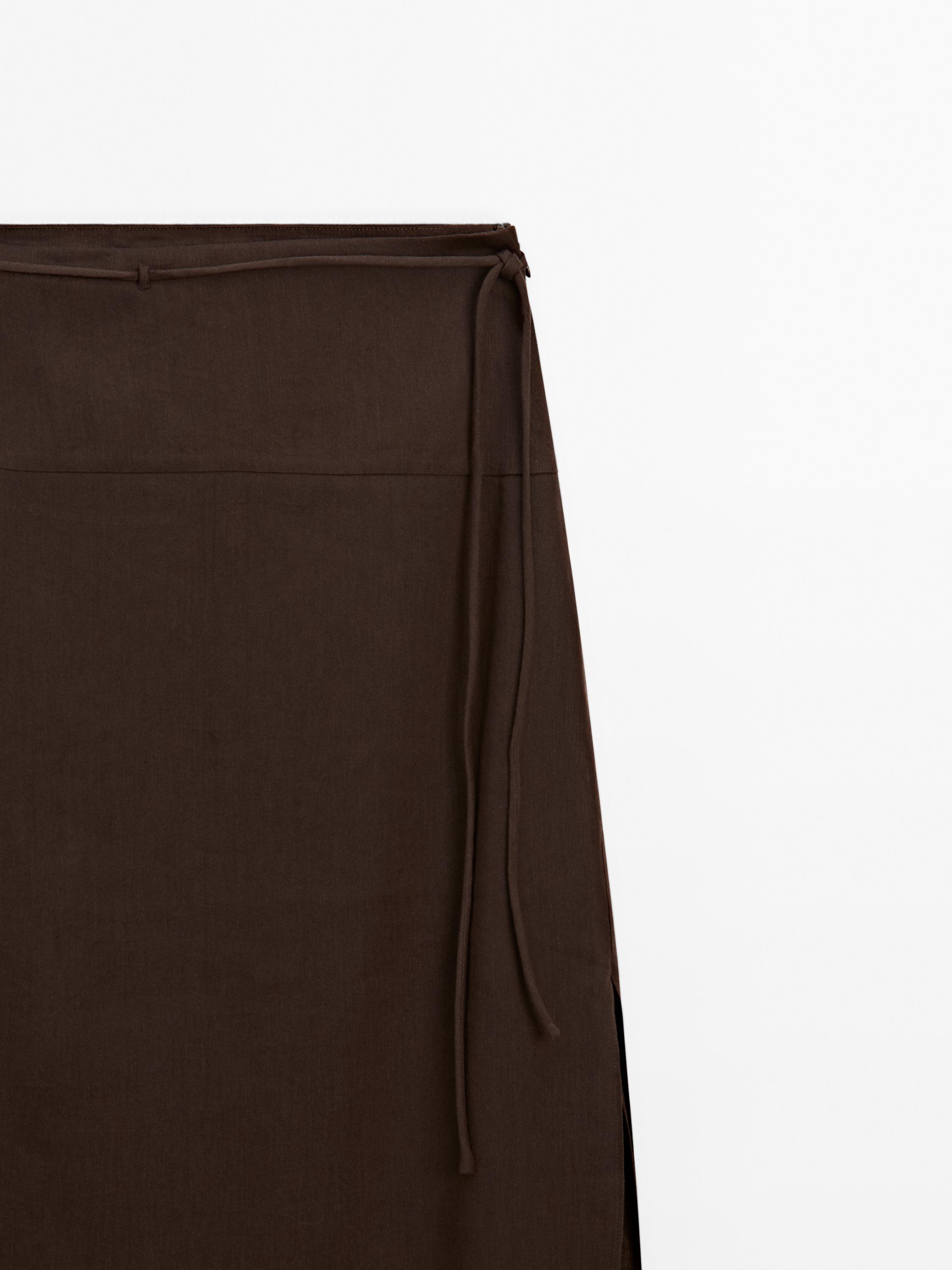 Long skirt with drawstring detail