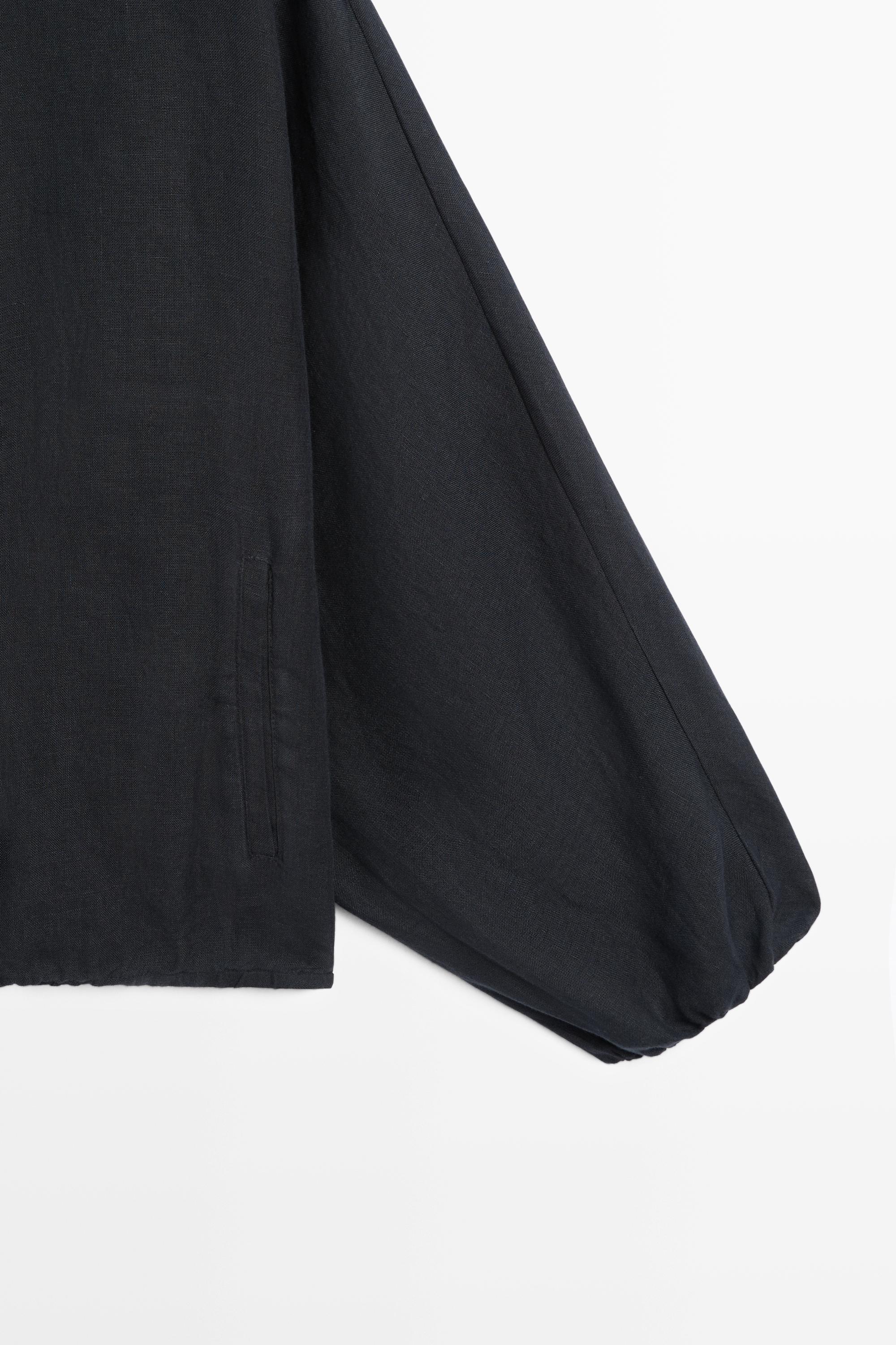 100% linen puff bomber jacket — DARK BLUE