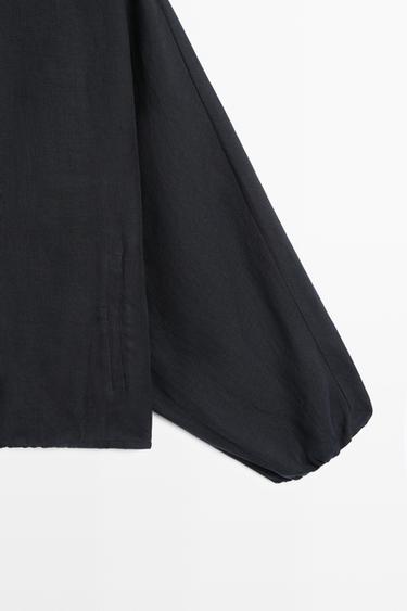100% linen puff bomber jacket — DARK BLUE 7