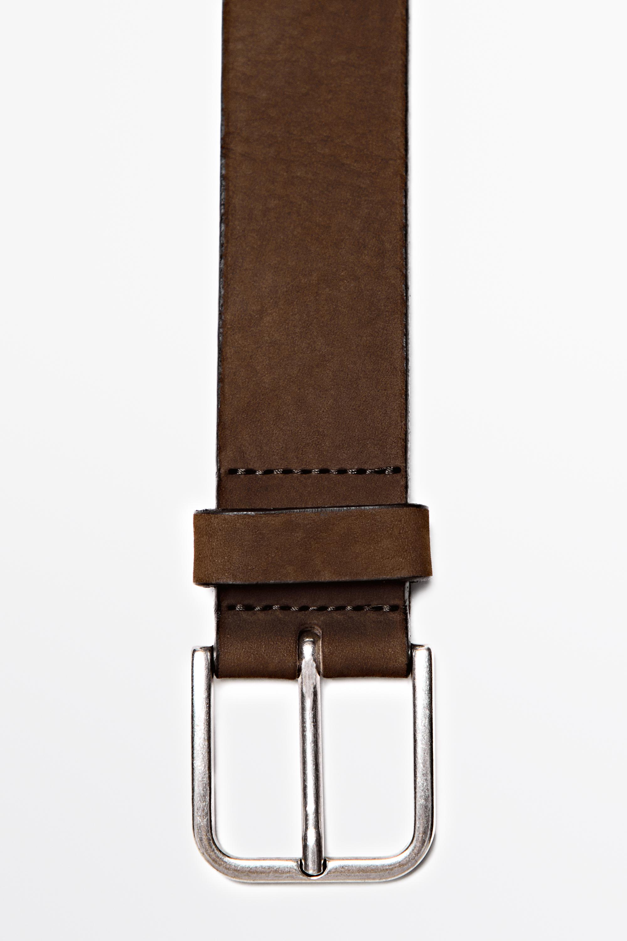 Nubuck leather belt — BROWN
