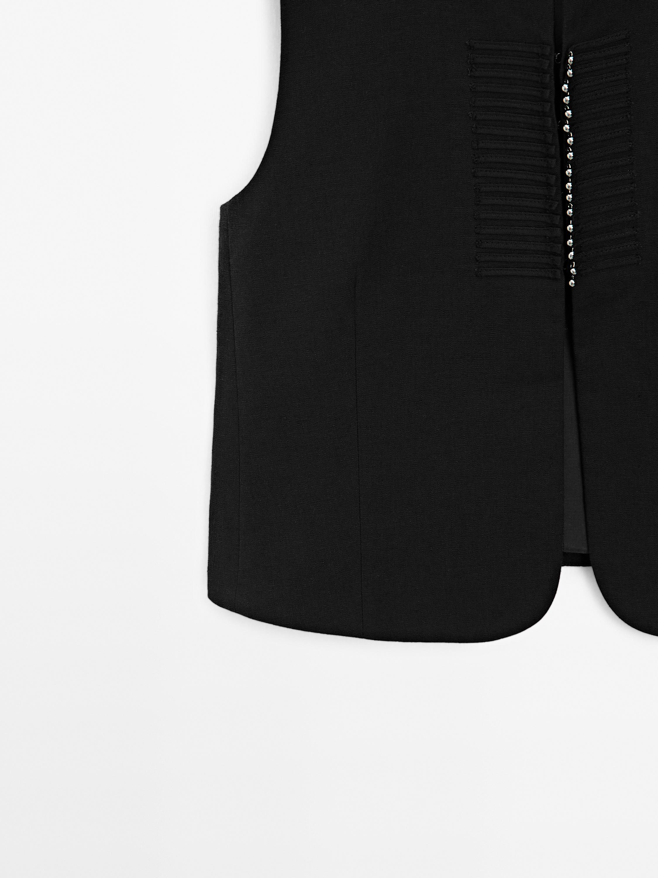 Linen blend beaded waistcoat