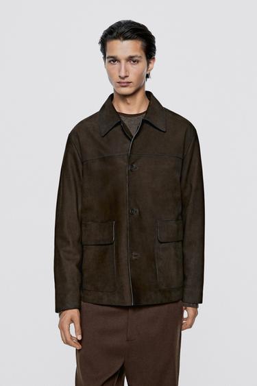 Leather nubuck pocket detail jacket - LIMITED EDITION — BROWN 2