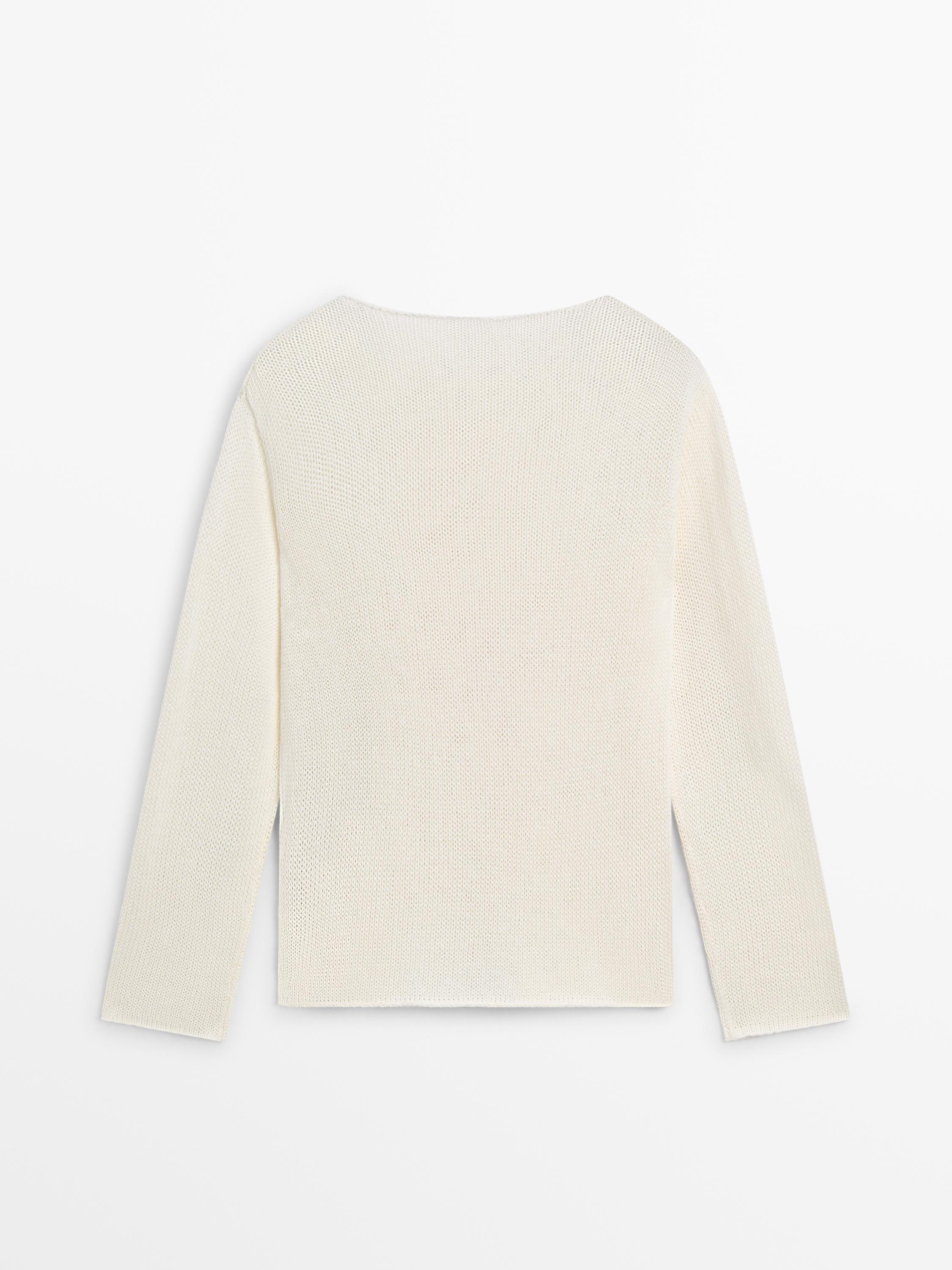 Cotton blend cutwork sweater — CREAM