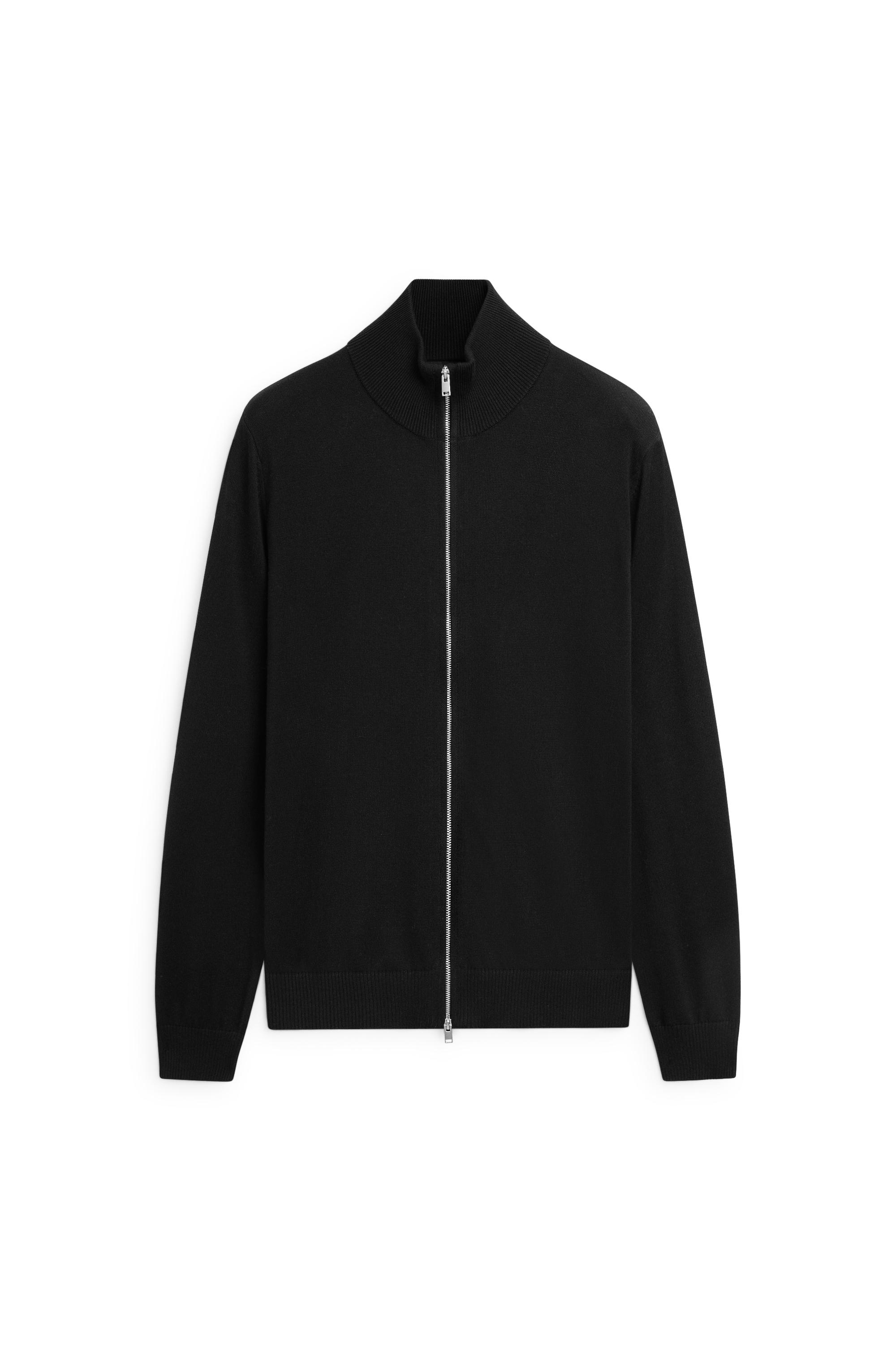 100% cotton knit cardigan — BLACK