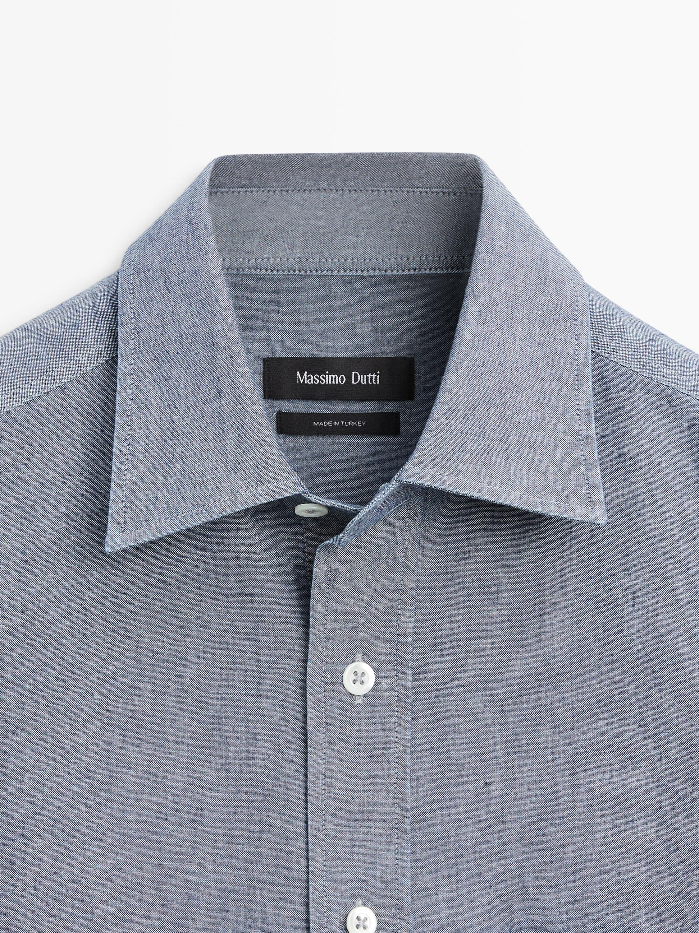 Regular fit chambray shirt with pocket details — SKY BLUE