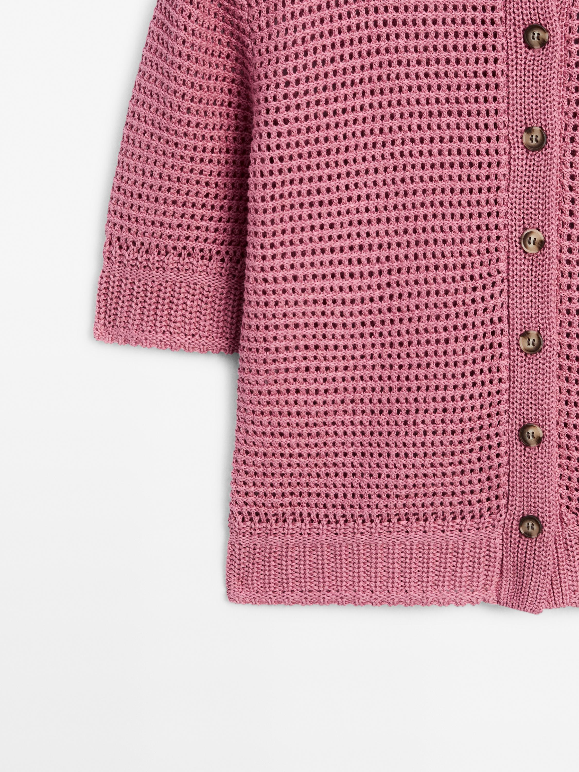 Cotton blend cutwork polo shirt