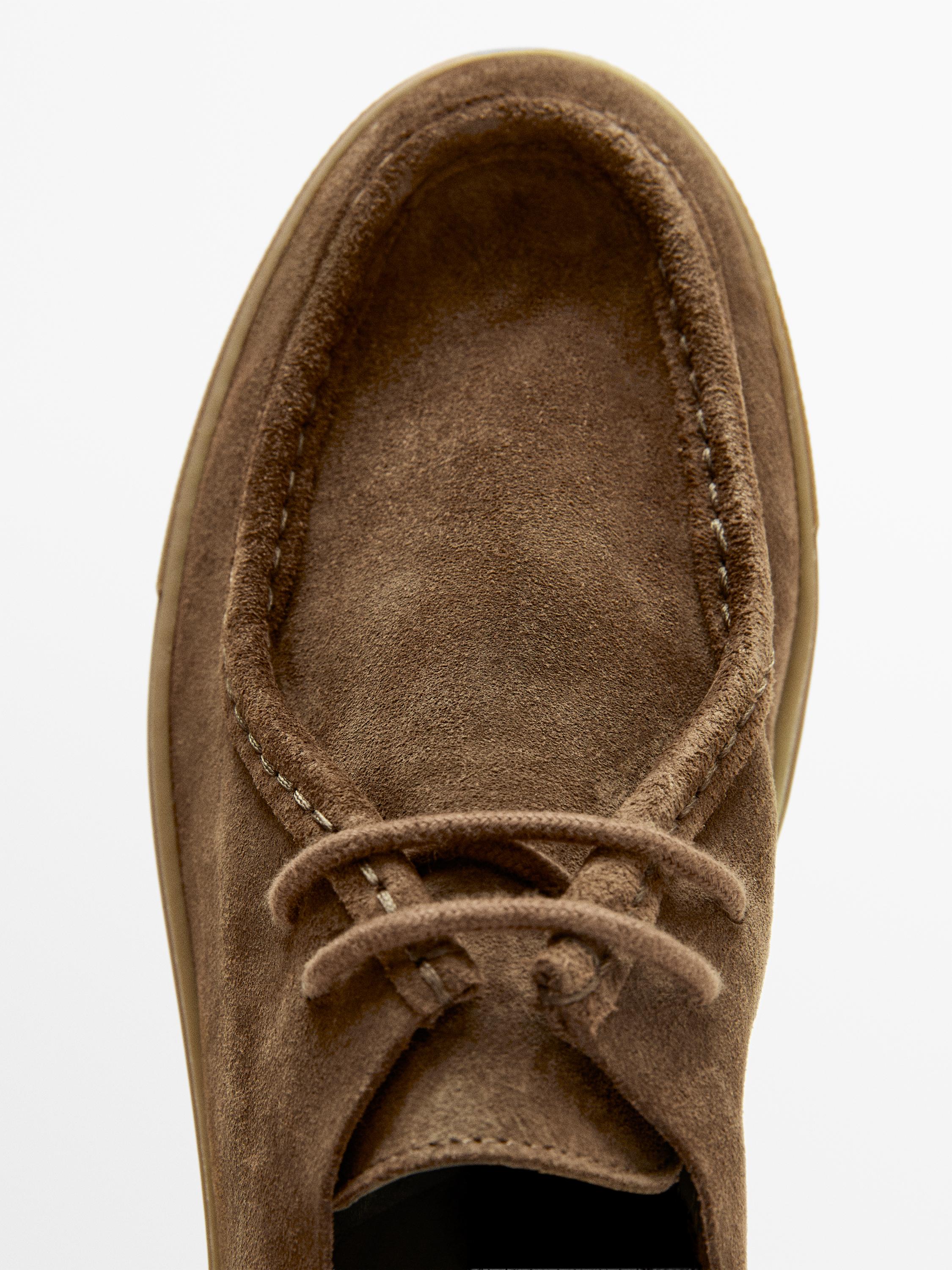 Soft leather moc toe shoes — OCHRE (alternate view)