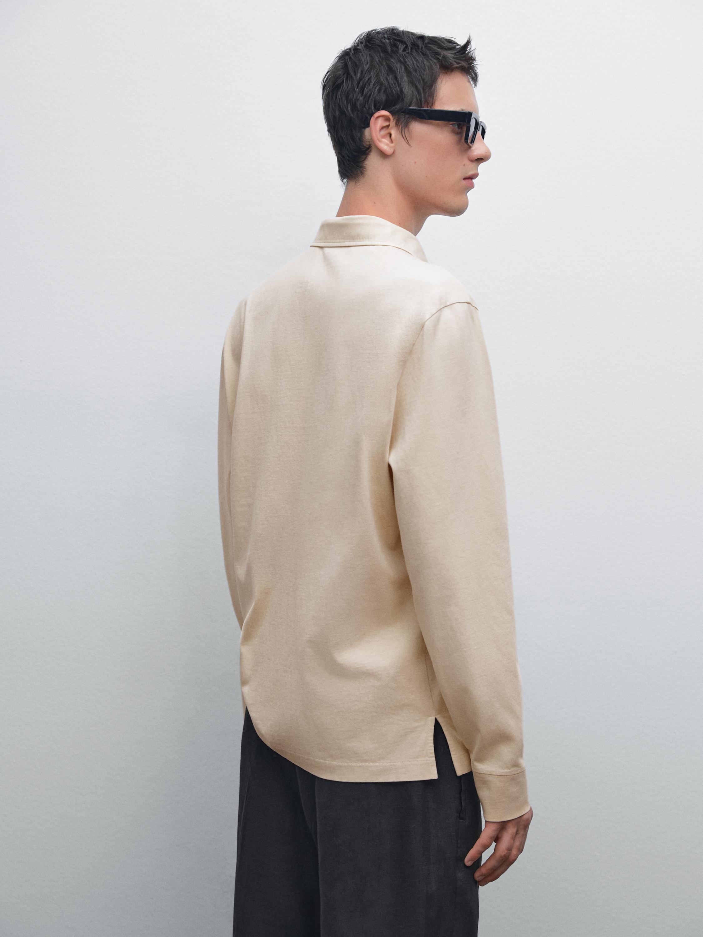 قميص بولو قطن 100% بمظهر معتق